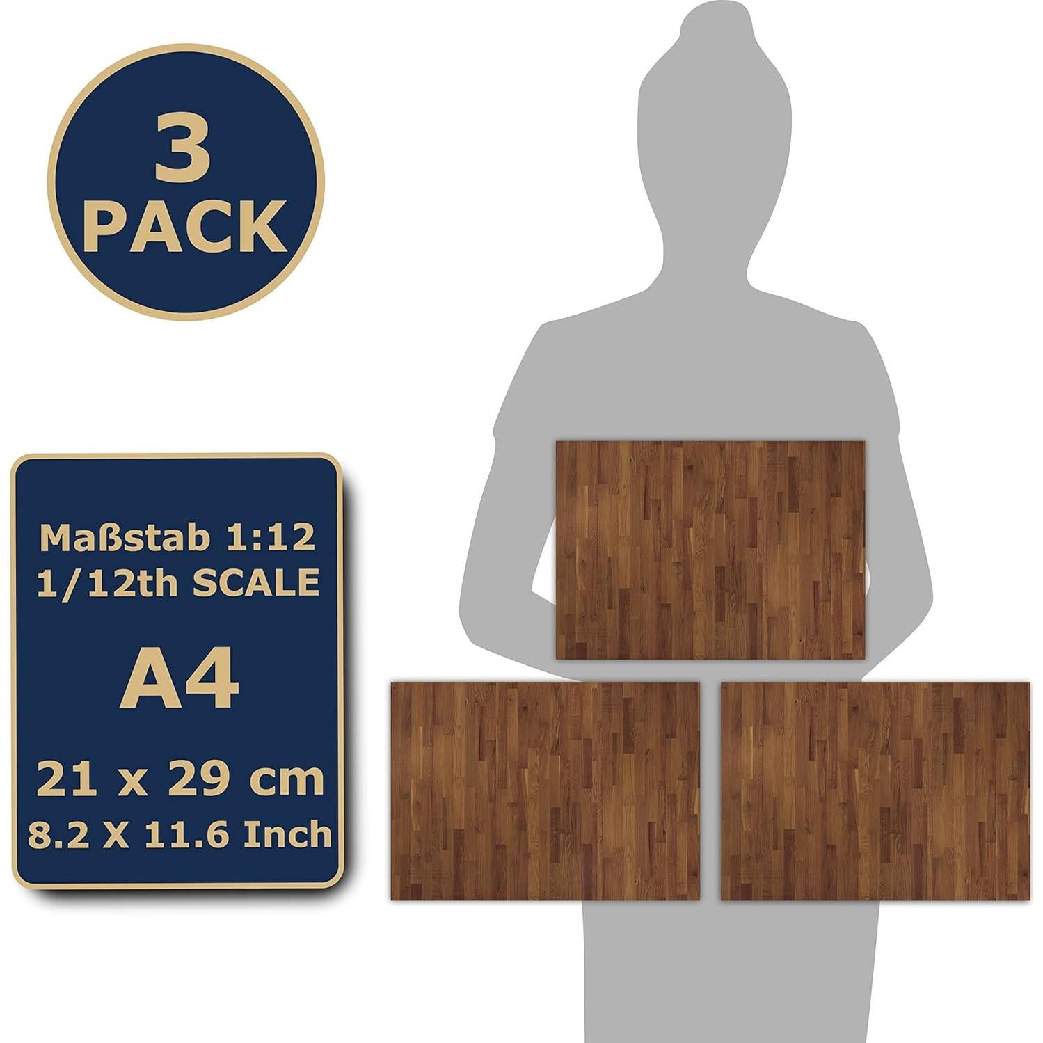 3 Hojas Suelo Autoadhesivo Casa Muñecas TexturKontor Nuez