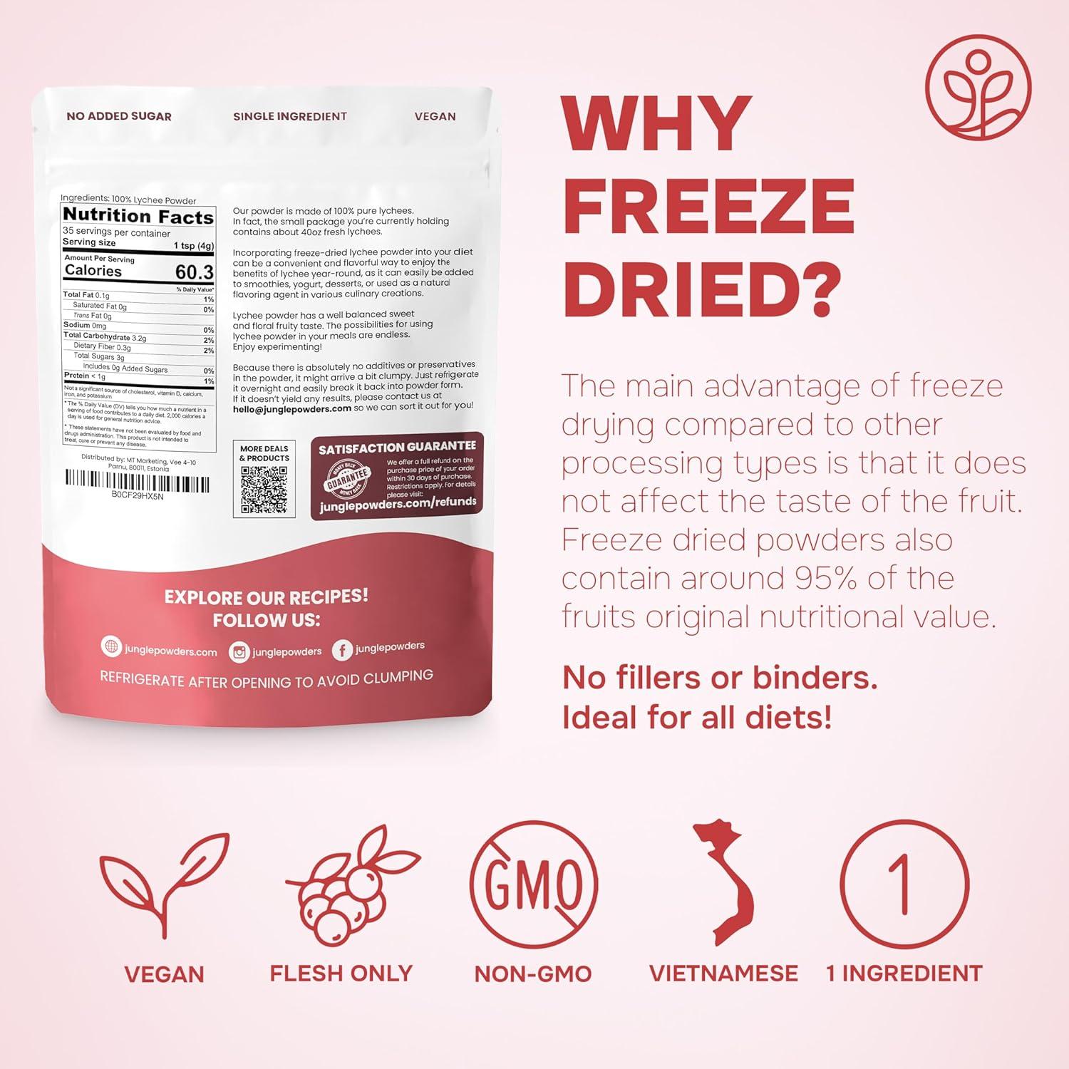 Polvo de Lichi Liofilizado Jungle Powders 141.75g - Sin Aditivos