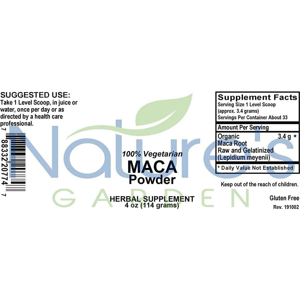 Polvo de Raíz de Maca Orgánica 113 g Jardín de la Naturaleza