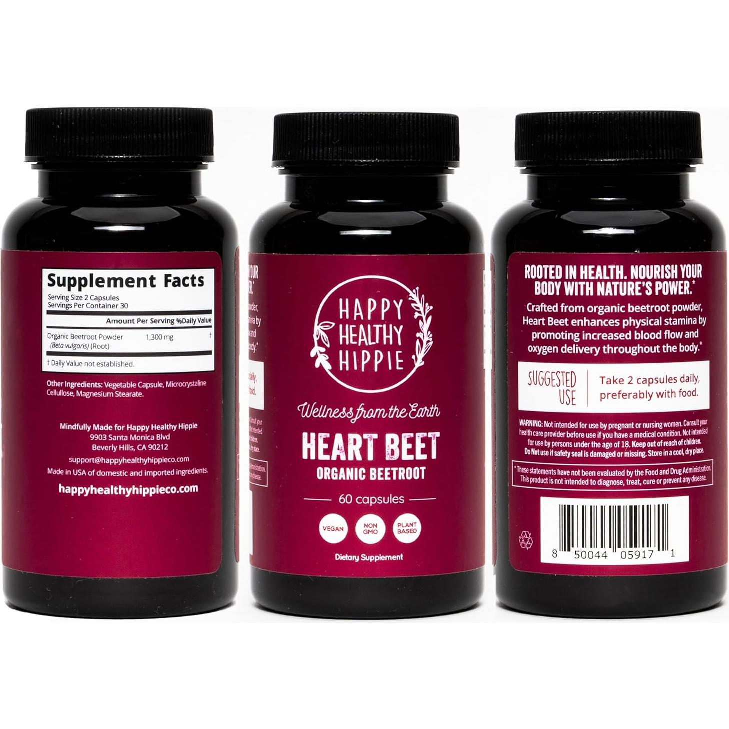 Cápsulas de Remolacha Orgánica Happy Healthy Hippie 60 Unidades