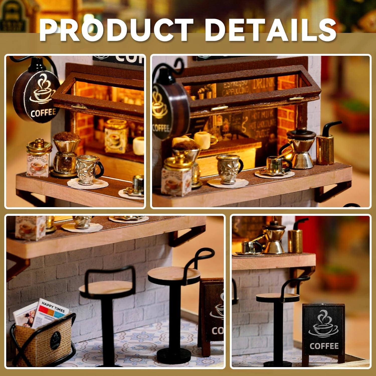 Casa de Muñecas Flever DIY Hora del Café con Muebles