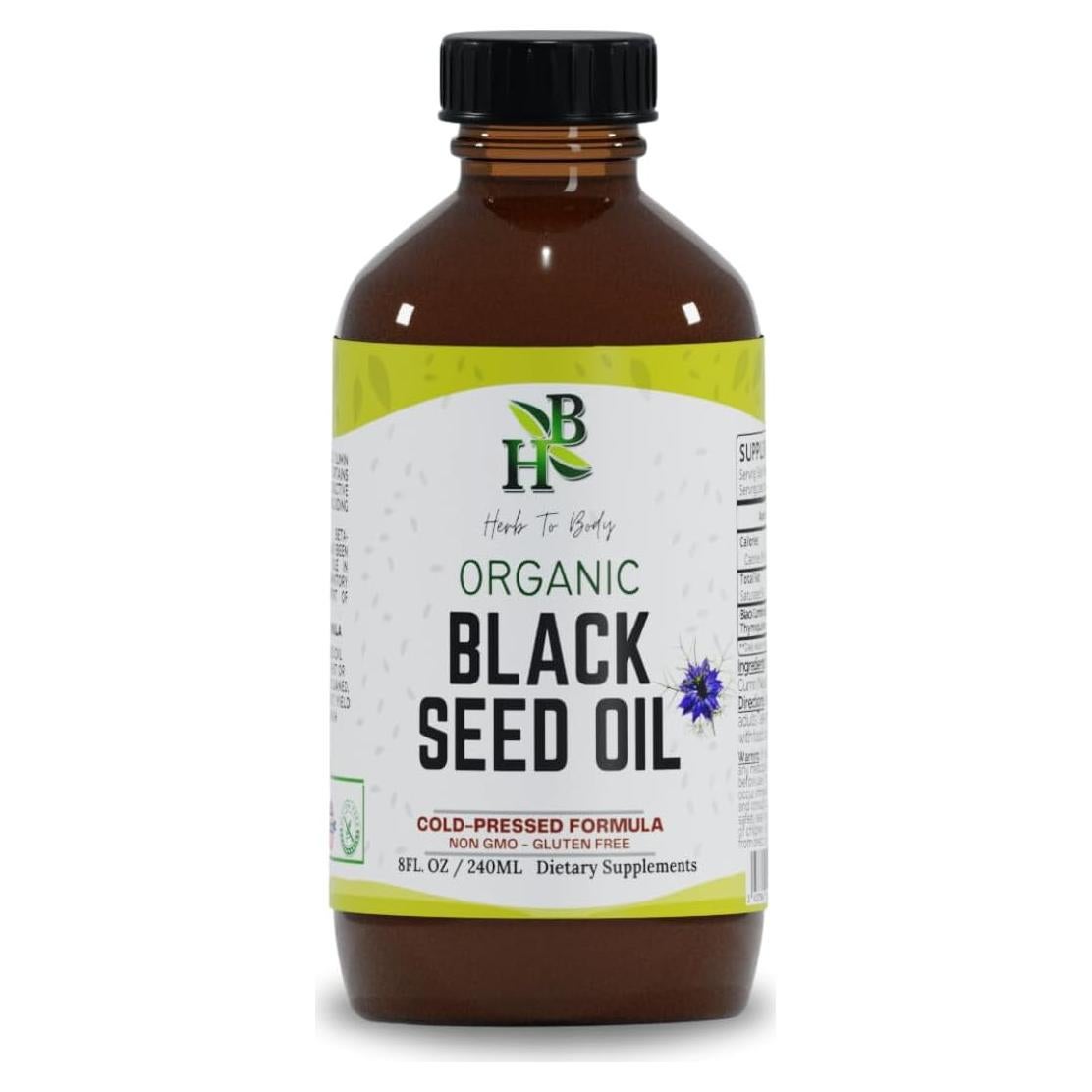 Aceite de Semilla Negra Orgánico Herb To Body 226g Prensado en Frío