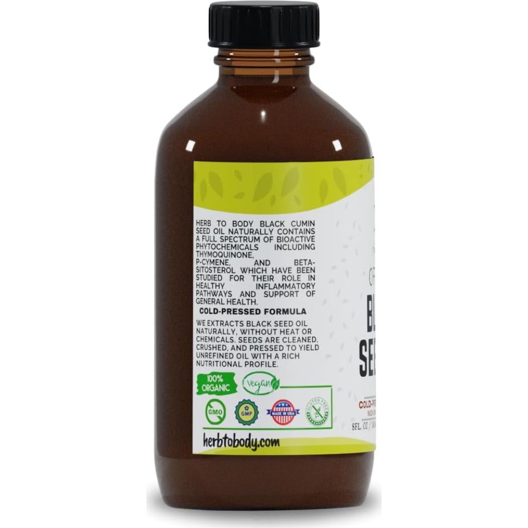 Aceite de Semilla Negra Orgánico Herb To Body 226g Prensado en Frío