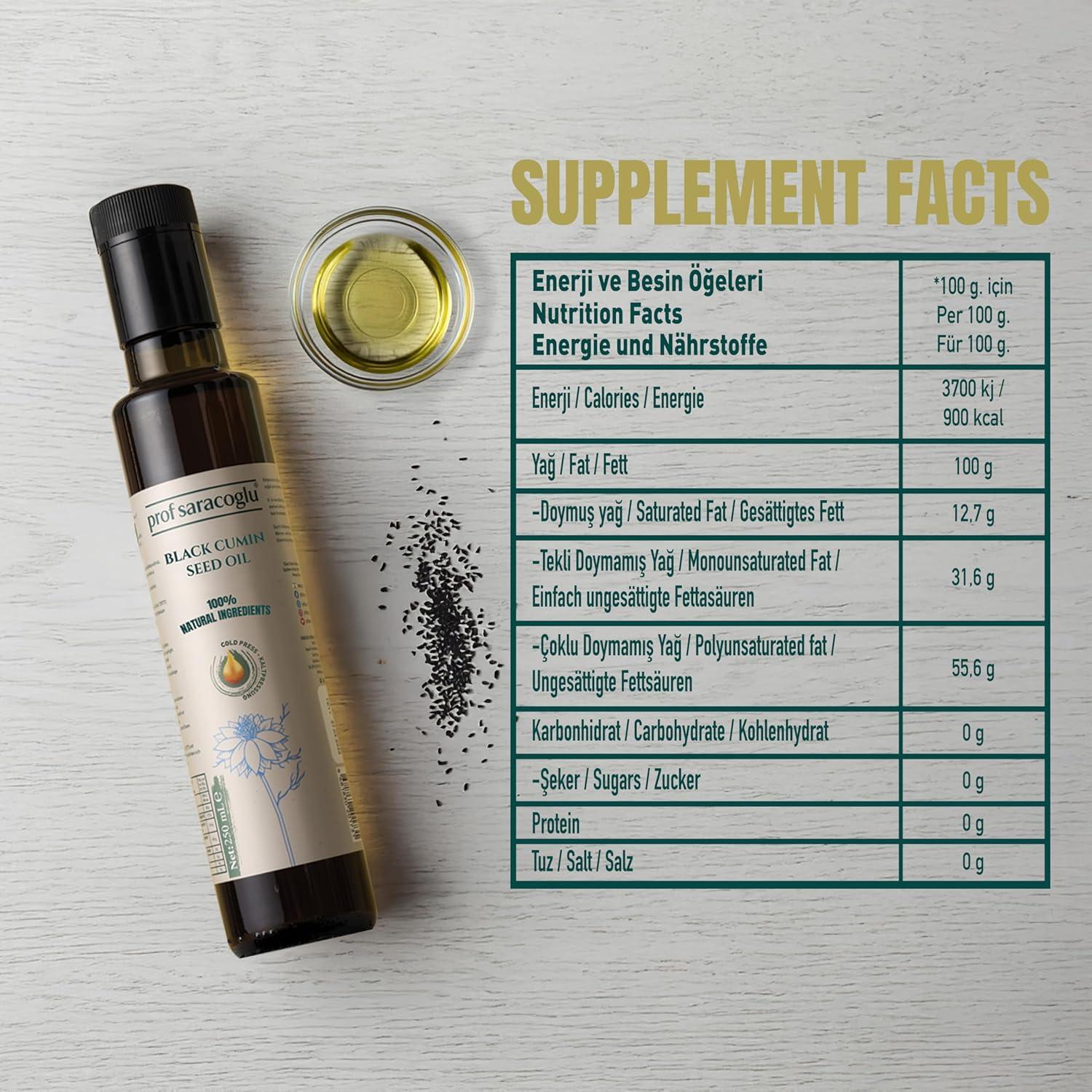 Aceite de Semilla de Comino Negro Prof Saracoglu 250ml