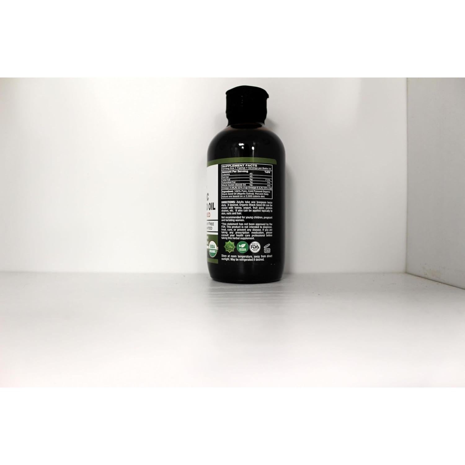 Aceite de Semilla Negra Orgánico HalalEveryDay 113 ml Prensado en Frío