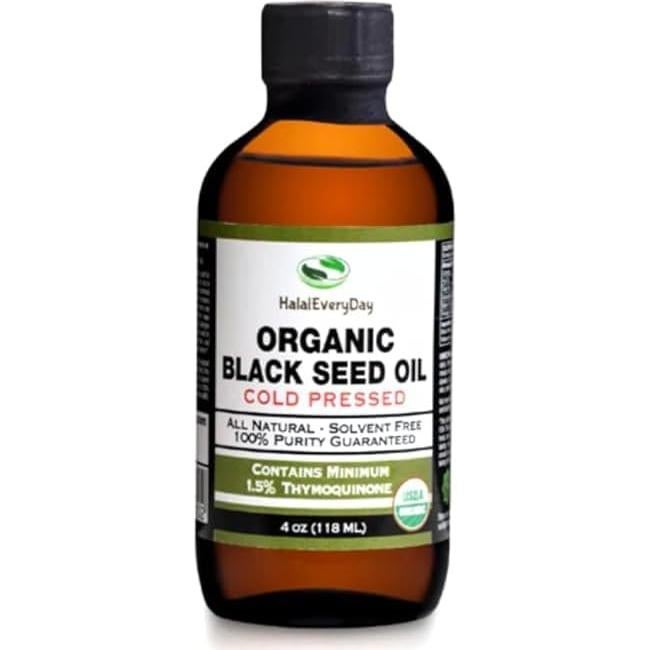 Aceite de Semilla Negra Orgánico HalalEveryDay 113 ml Prensado en Frío