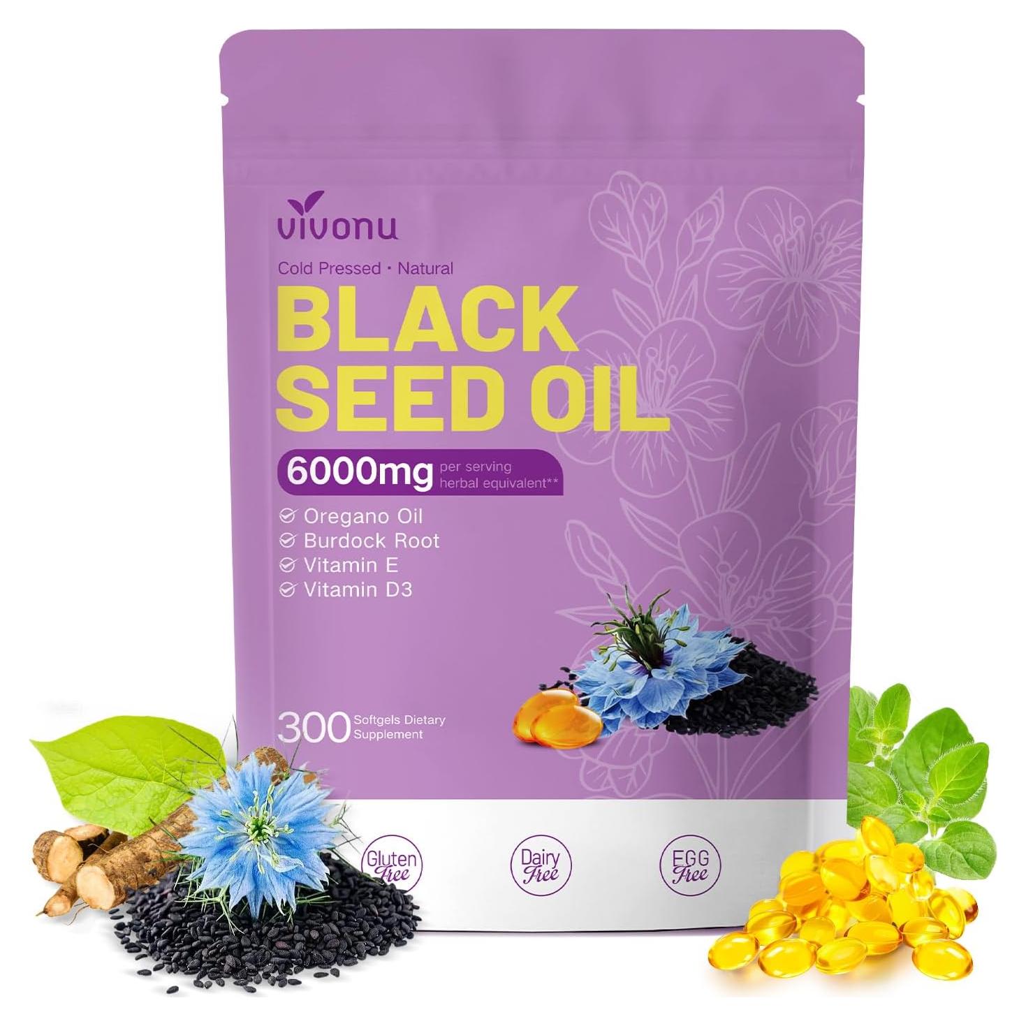 Cápsulas de Aceite de Semilla Negra VivoNu 6000mg 300 Unidades