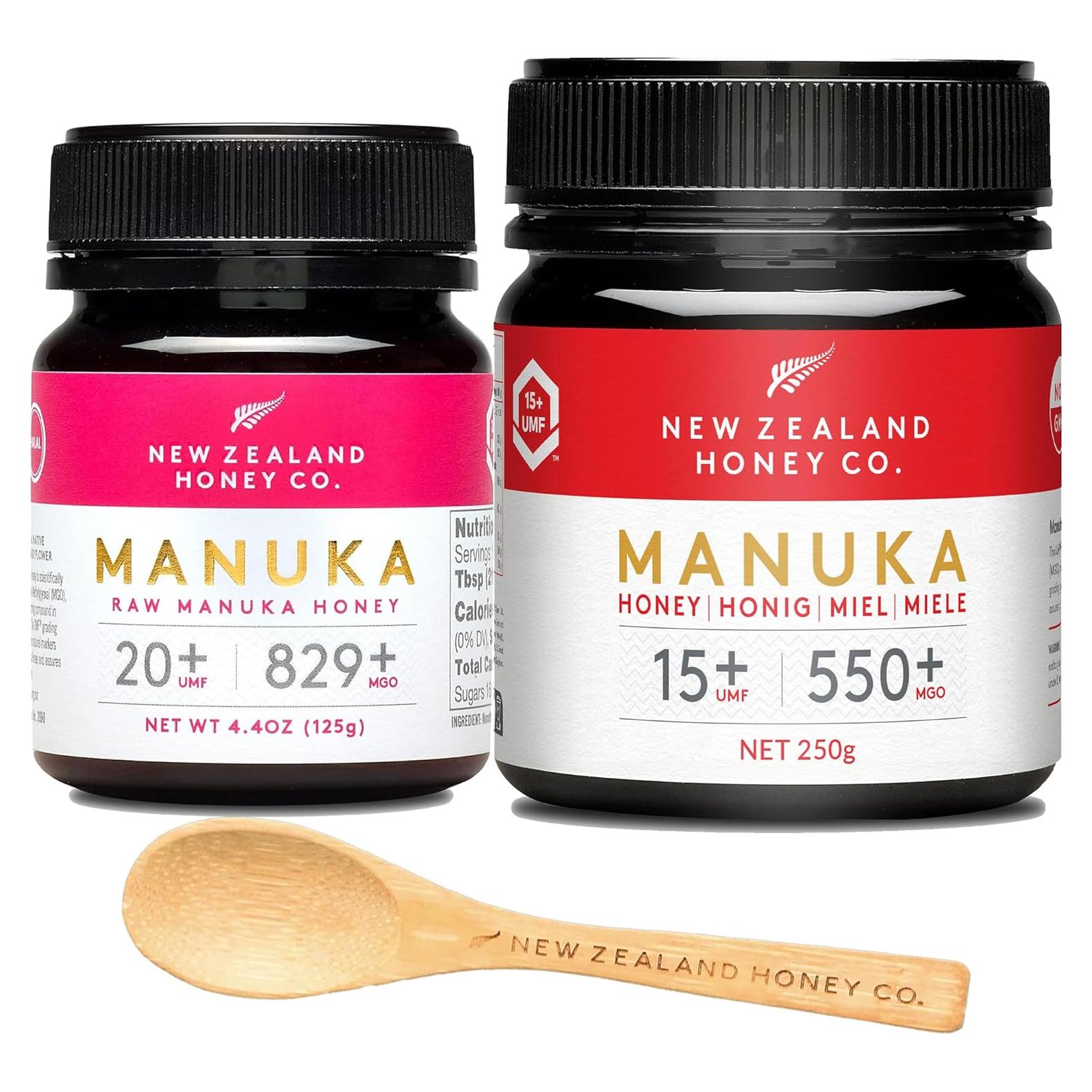 Paquete de Miel de Manuka New Zealand Honey Co. UMF 15+ 248g y 20+ 125g