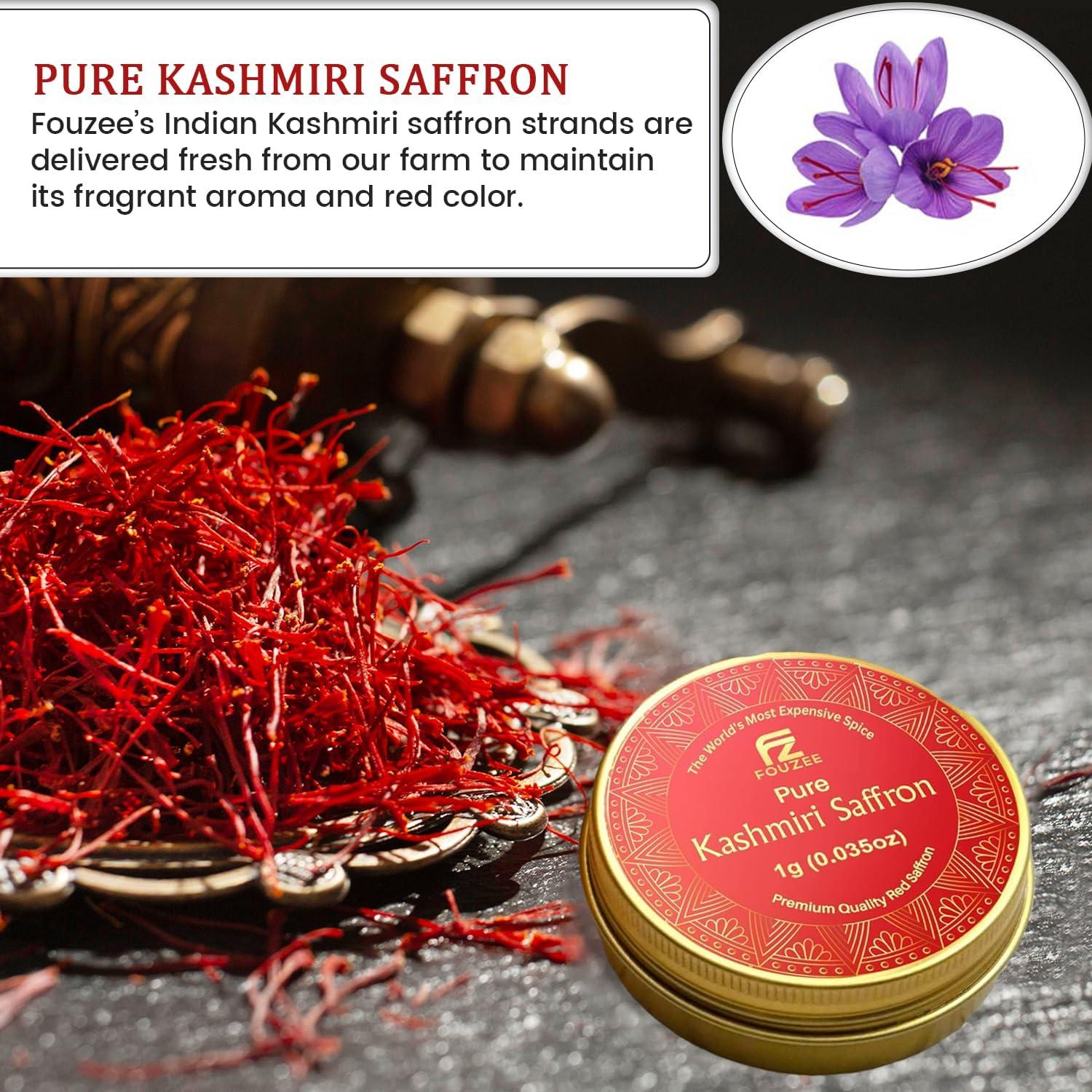 Azafrán Kashmiri Puro Fouzee 1g - Especia Gourmet para Cocinar