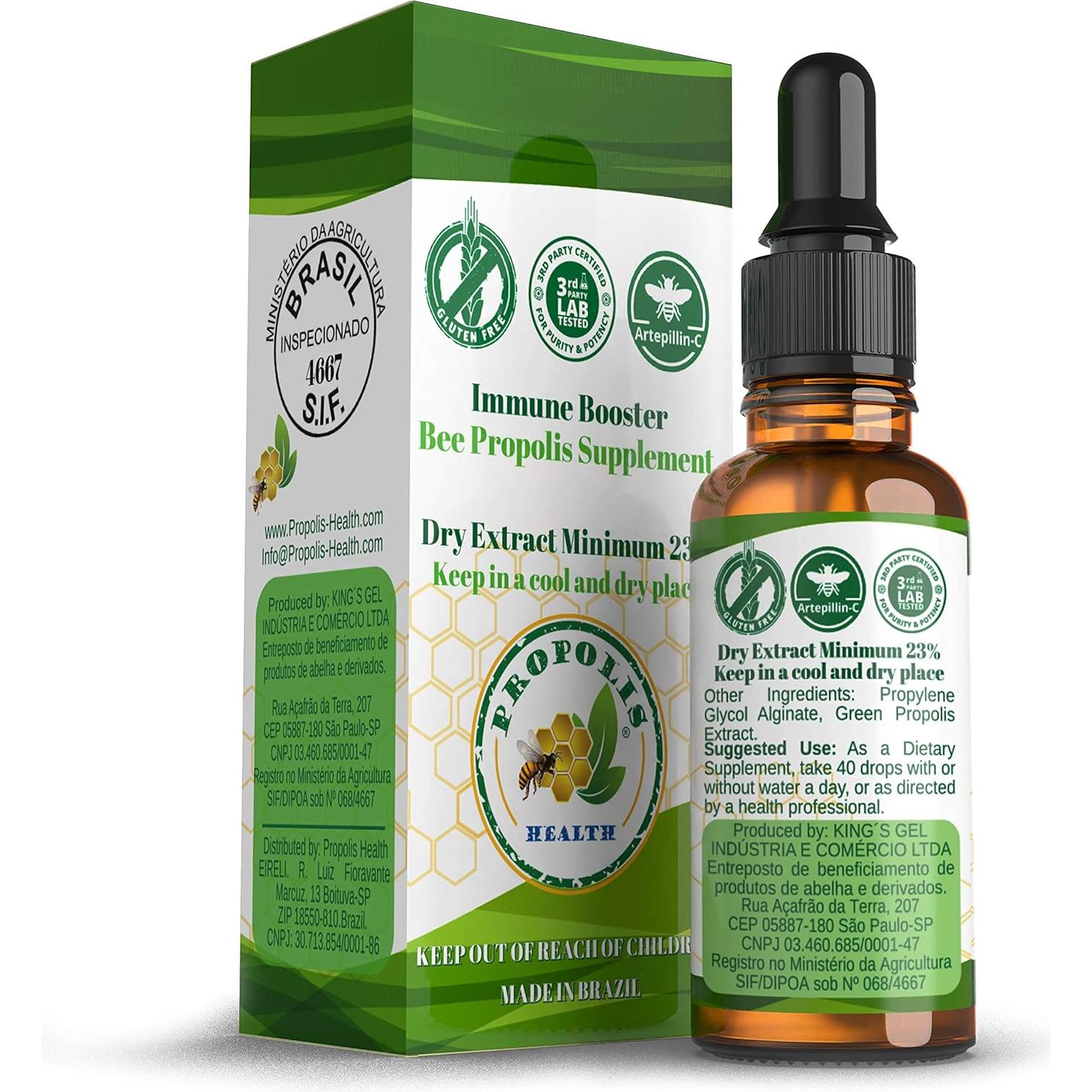 Paquete de Propóleos Brasileños Verdes 1000mg + Extracto Líquido