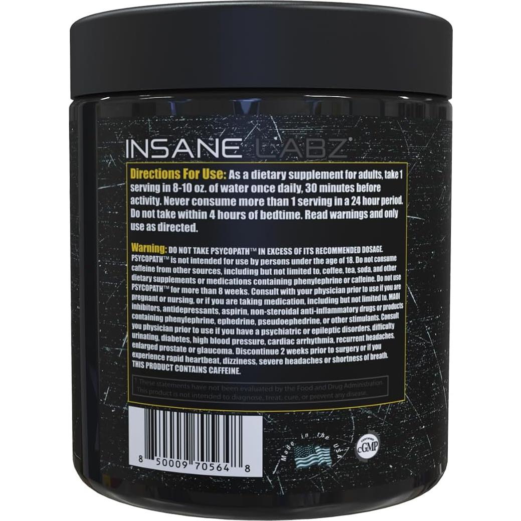 Psicópata Preentrenamiento Insane Labz 186.9g Sabor Fruta Punch