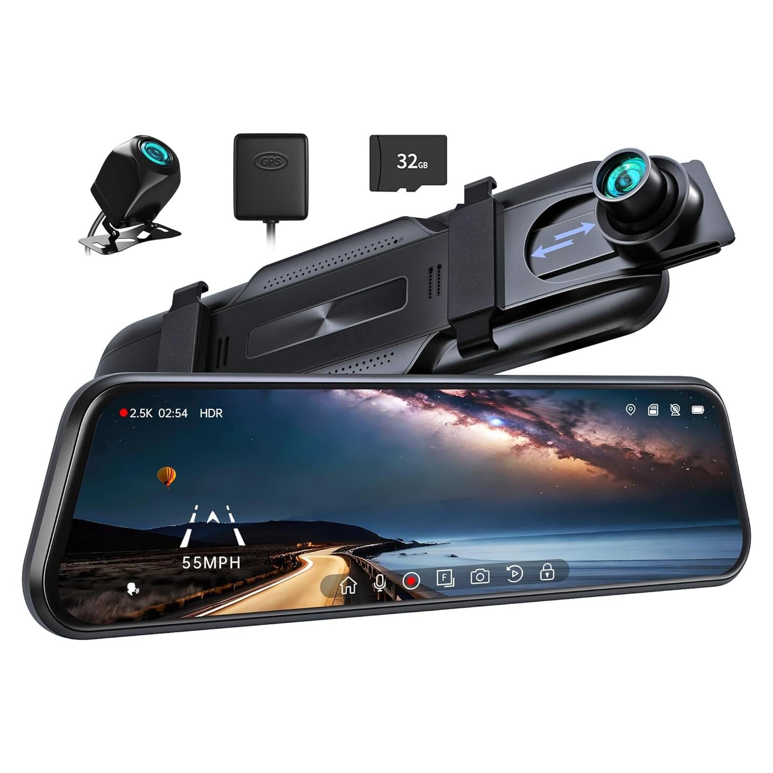 Cámara de Espejo Retrovisor Pelsee P10 2.5K 10" con ADAS