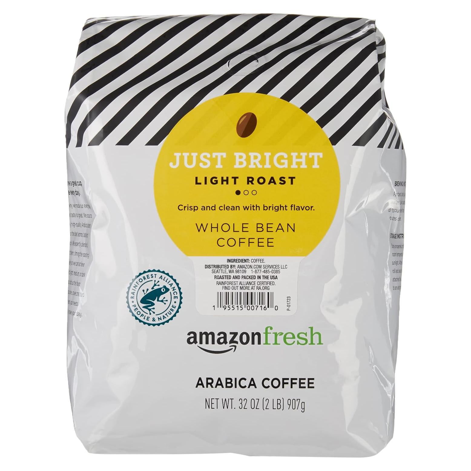 Café de Grano Entero Tostado Claro AmazonFresh Just Bright 907g