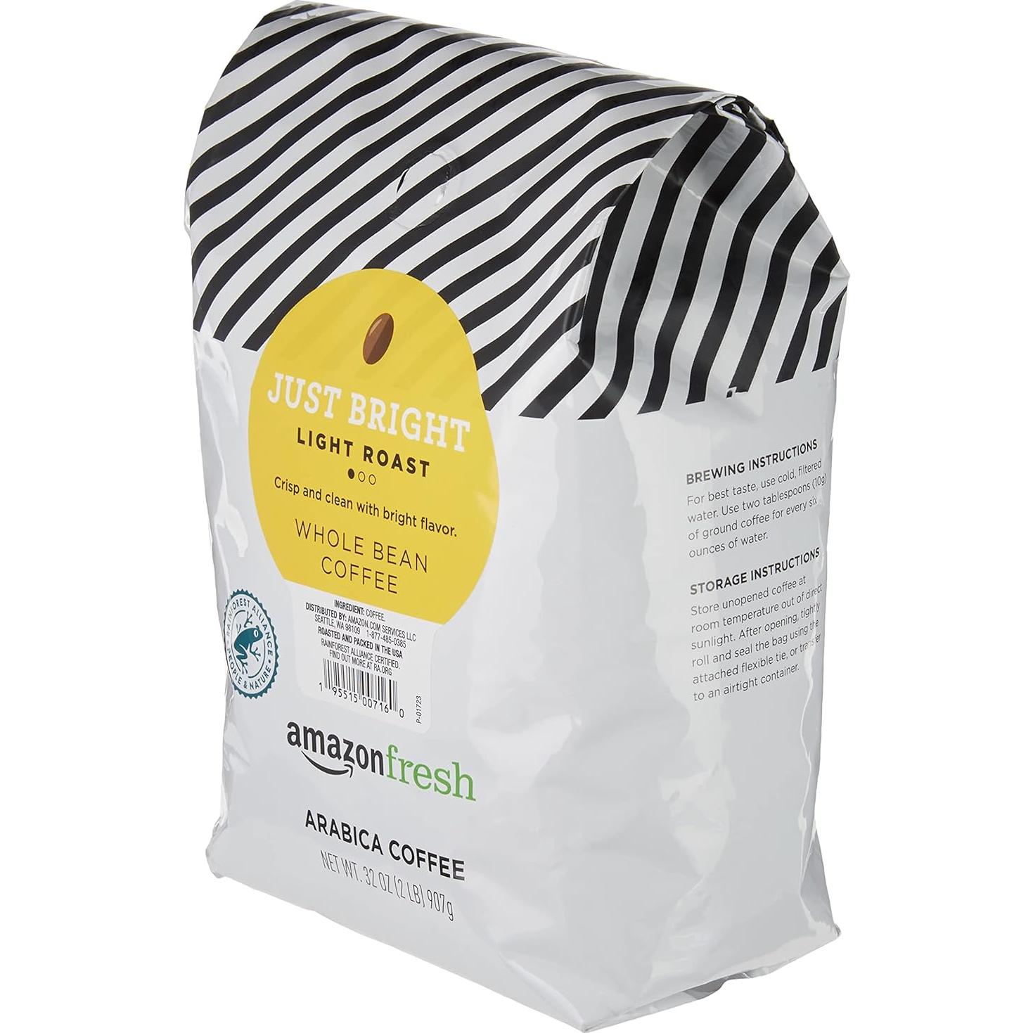 Café de Grano Entero Tostado Claro AmazonFresh Just Bright 907g