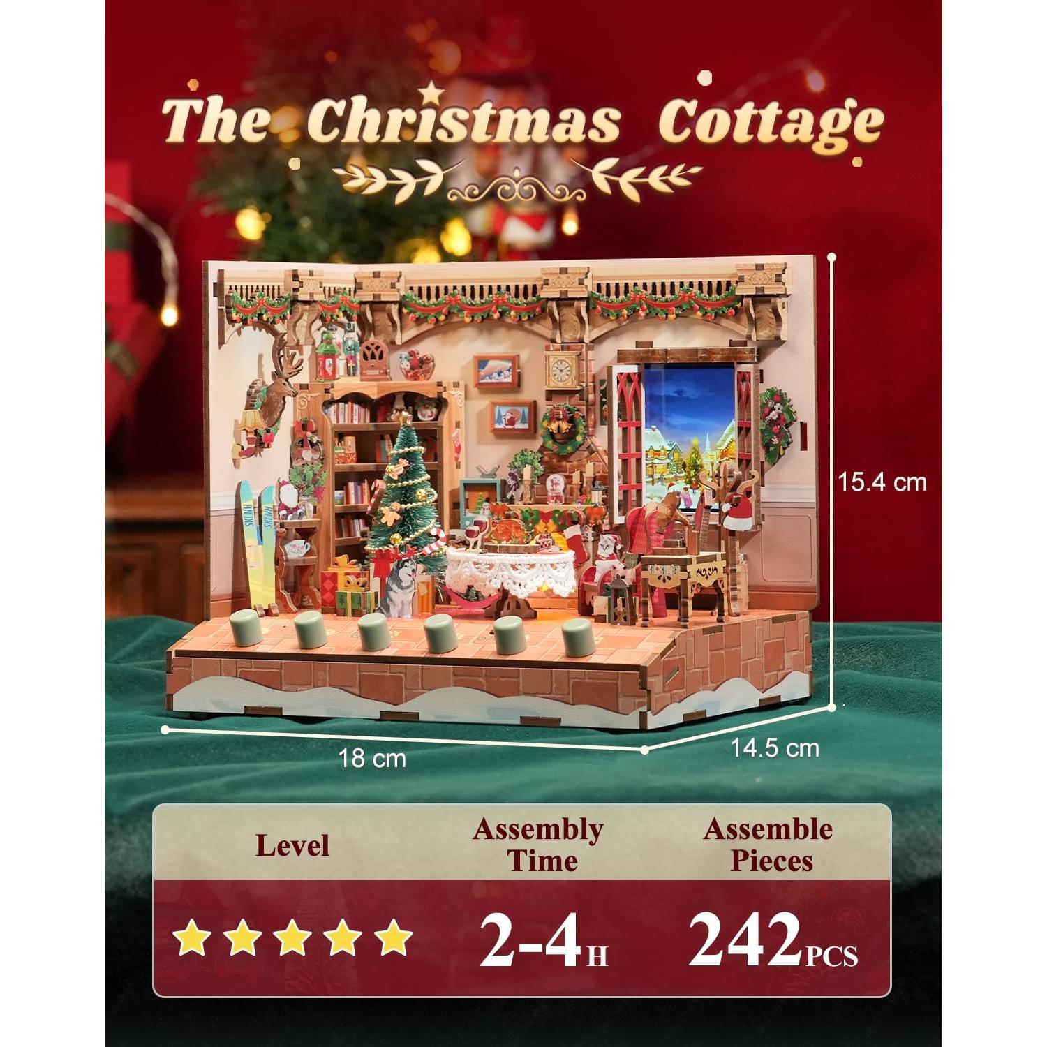 Kit Casa Muñecas DIY Tonecheer Cabaña Navidad con Música