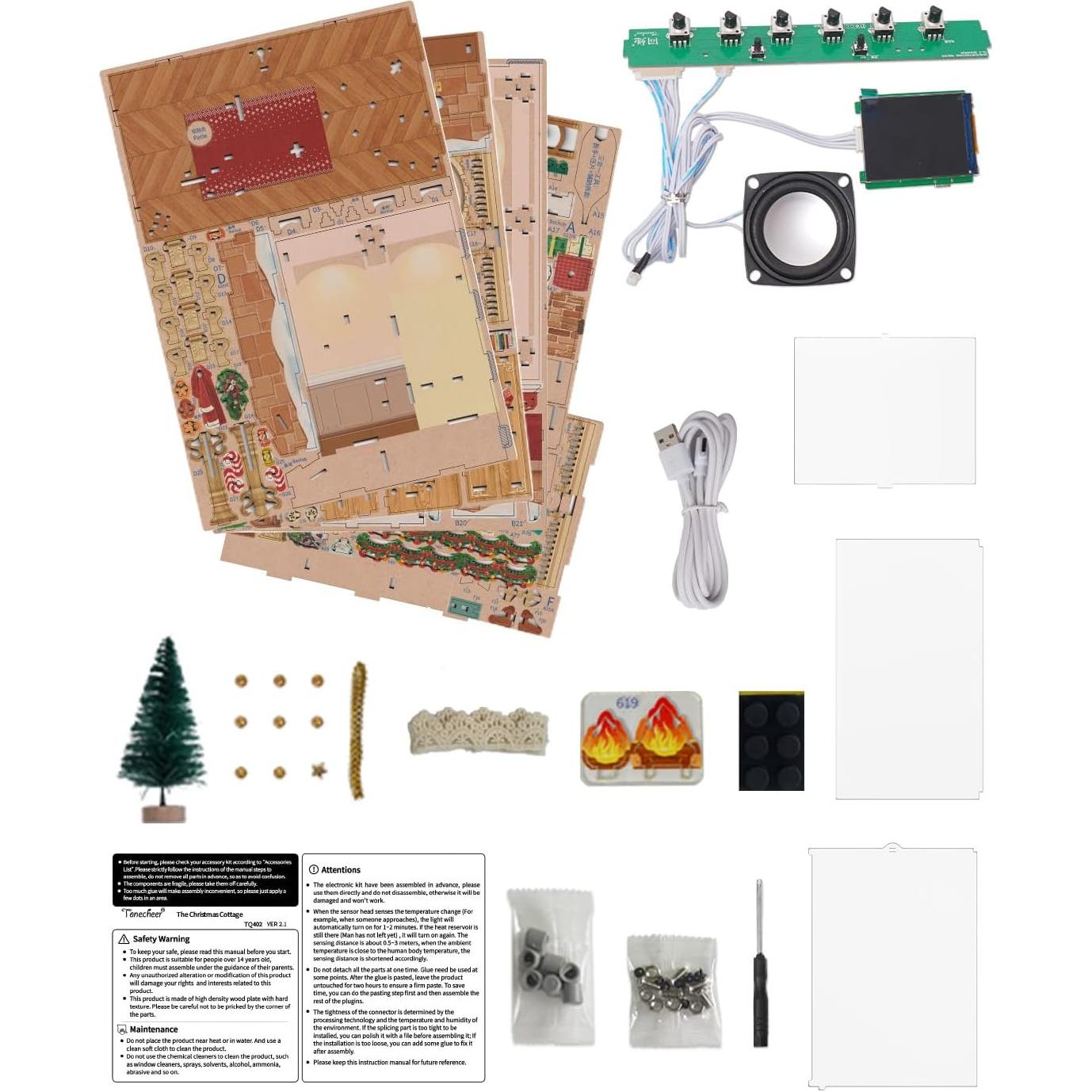Kit Casa Muñecas DIY Tonecheer Cabaña Navidad con Música
