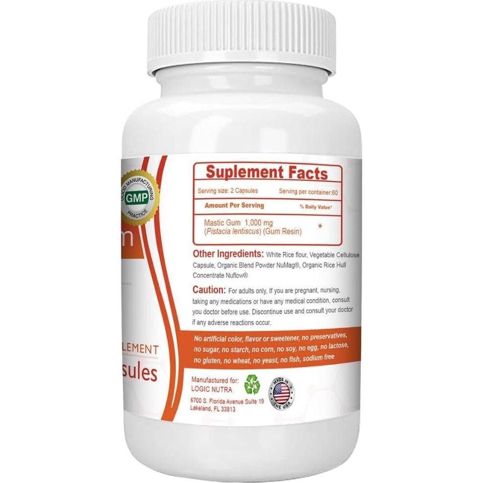 Cápsulas de Goma Mástica Logic Nutra 1000mg - 120 Unidades