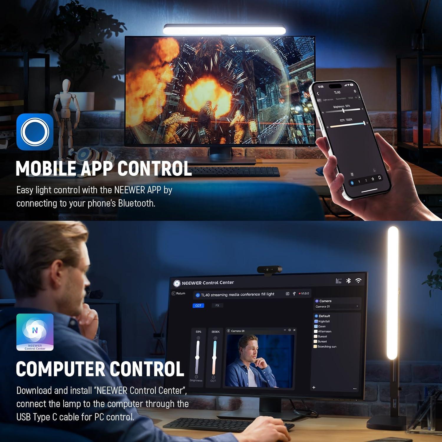 Barra de Luz LED NEEWER TL40 USB Control APP 2900K-7000K