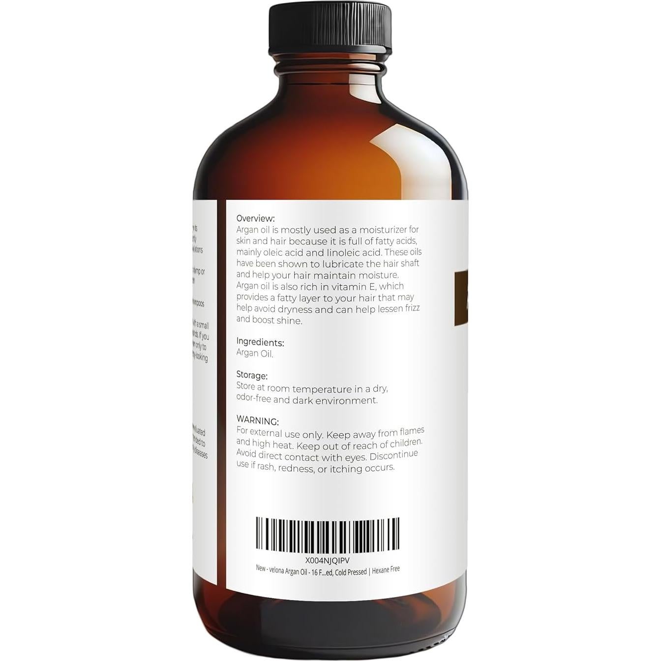 Aceite de Argán Velona 473 ml - 100% Puro y Natural