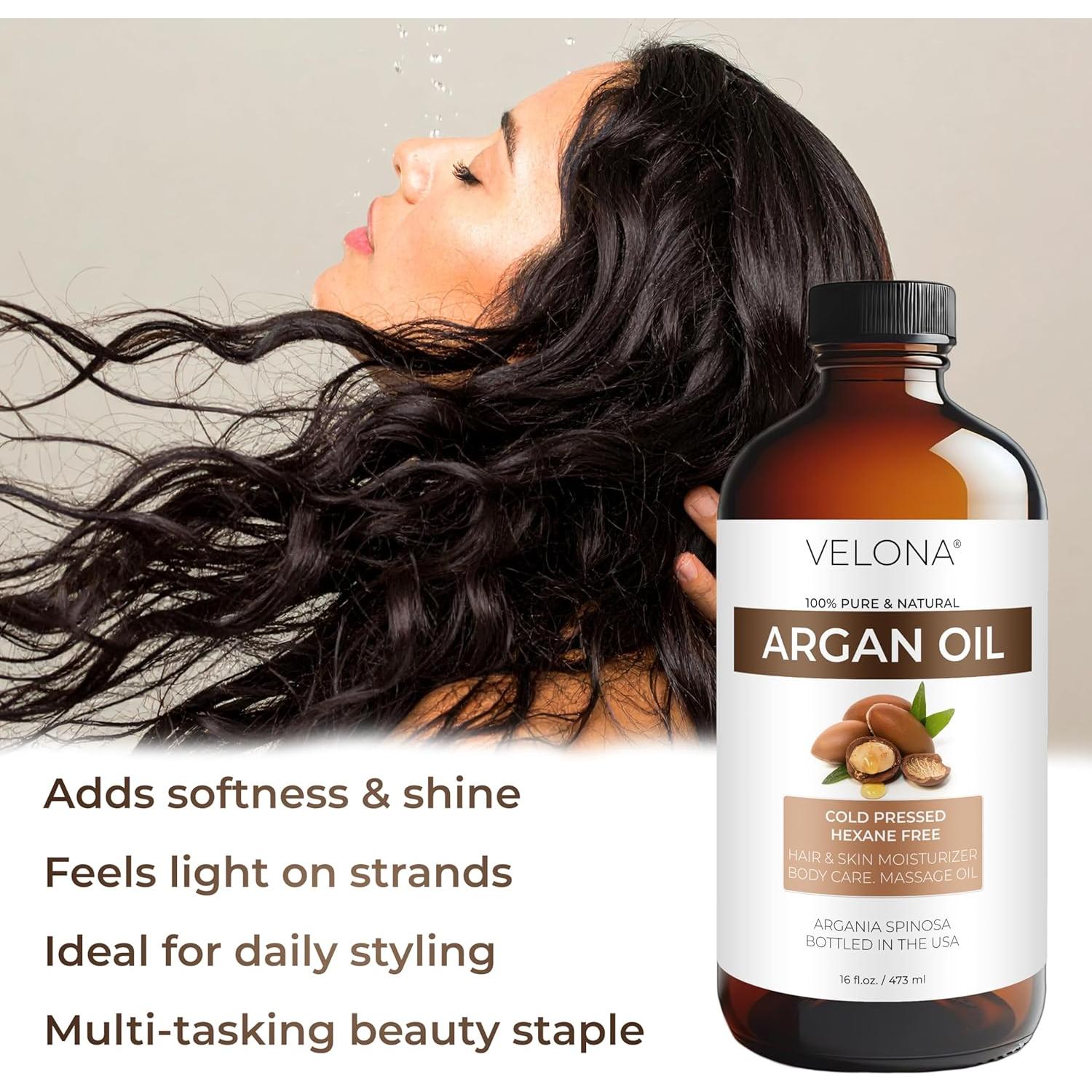 Aceite de Argán Velona 473 ml - 100% Puro y Natural