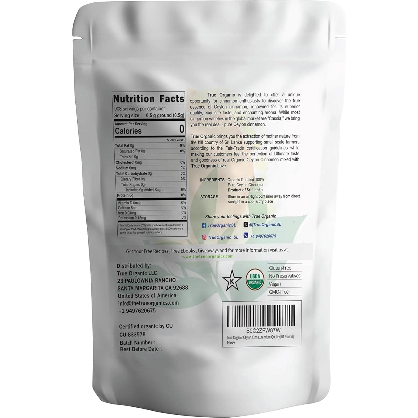 Canela de Ceilán Orgánica en Palitos Verdadero 227g Grado Premium