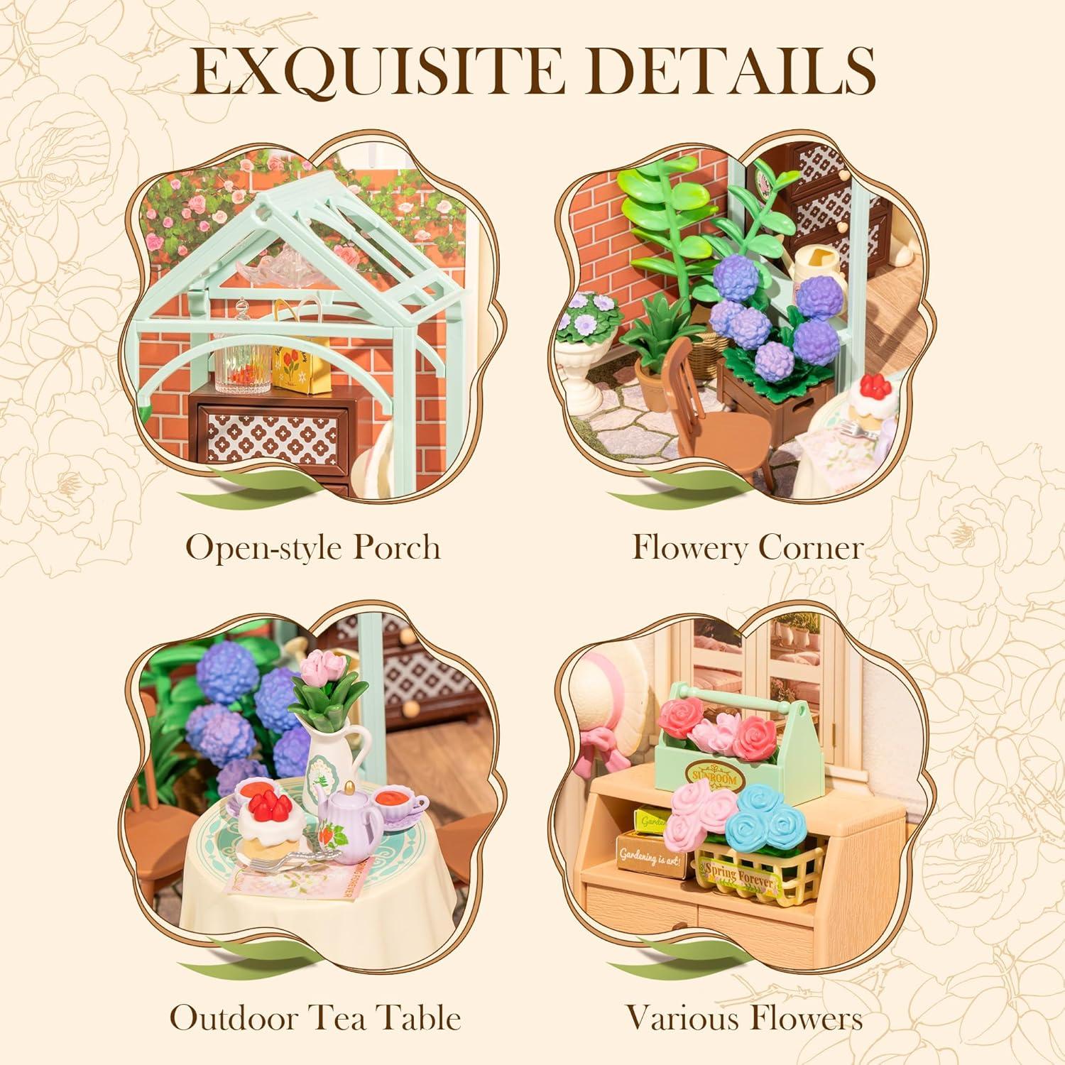 ROBOTIME Kit Casa Miniatura Jardín de Té en Flor DIY