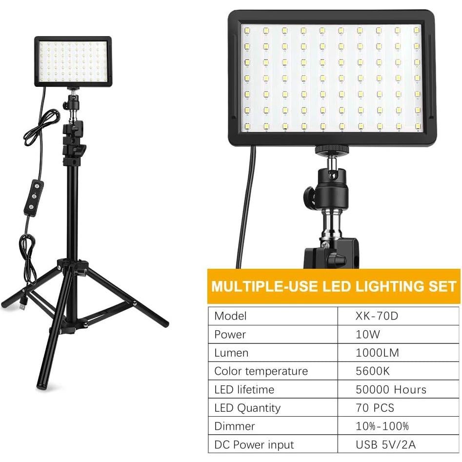 Kit de Iluminación LED Obeamiu 3 Luces USB 5600K con Trípode