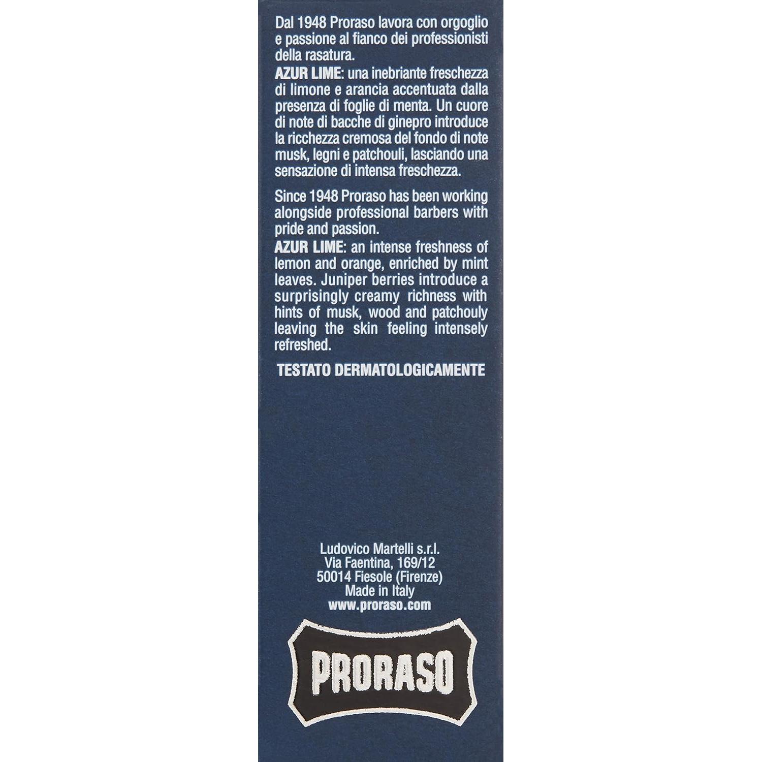 Eau De Cologne Proraso Lima Azur 100 ml - Fragancia Cítrica