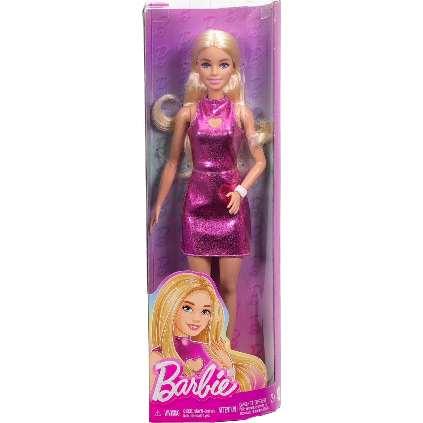 Muñeca Barbie Fashionistas #230 con vestido metálico rosa