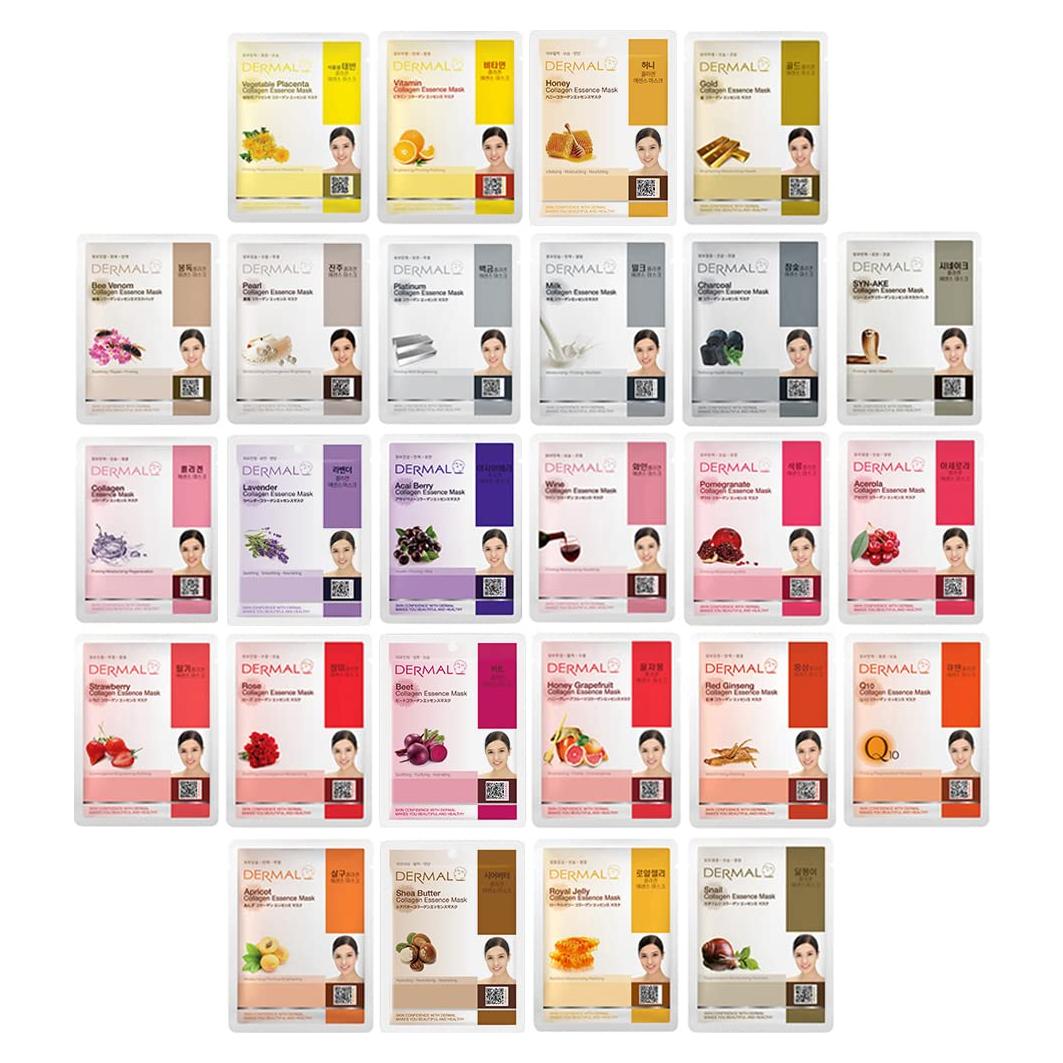 Mascarilla Facial DERMAL 26 Piezas Colágeno Hidratante