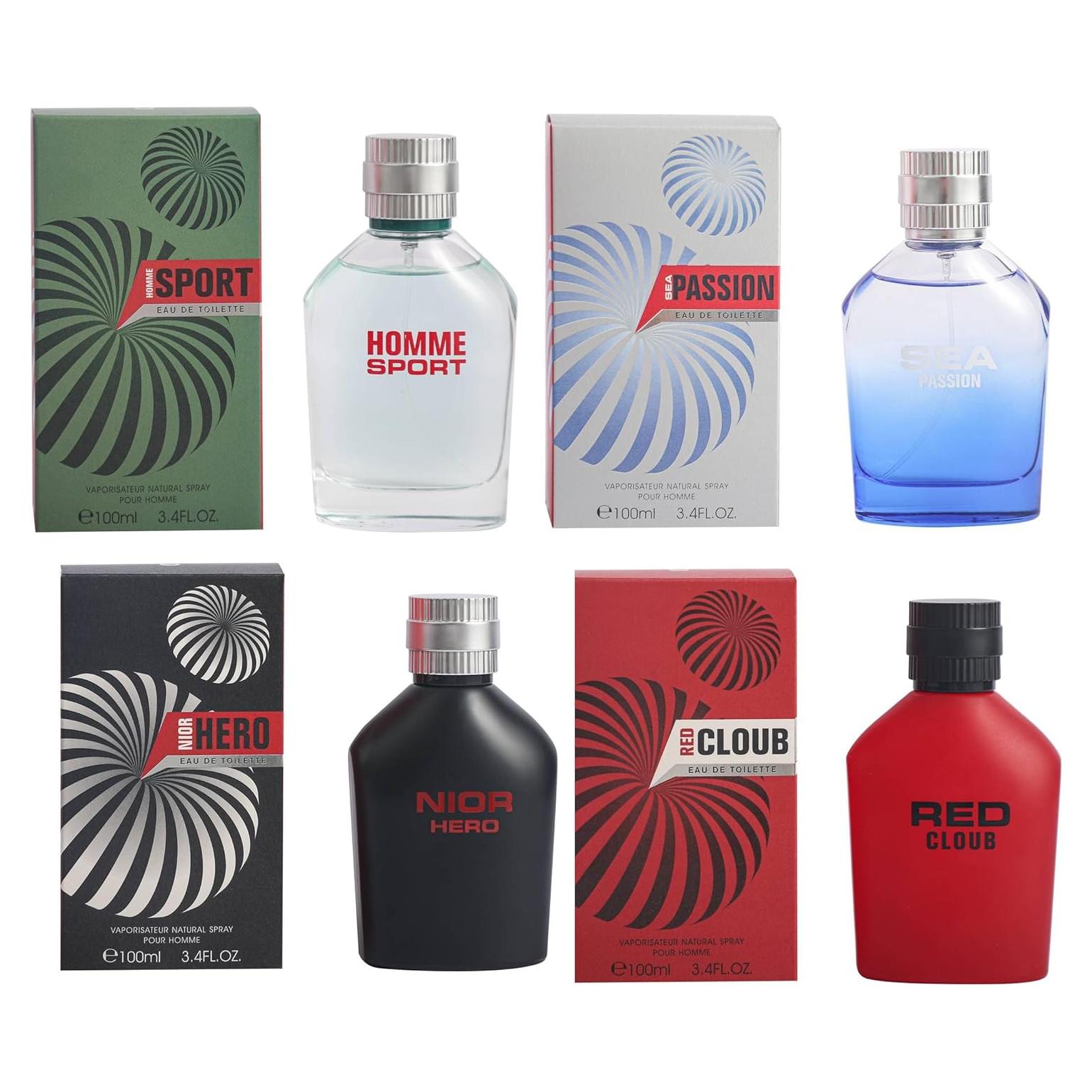 Set de colonia AMOUVOA 4 piezas para hombres - Eau de Parfum