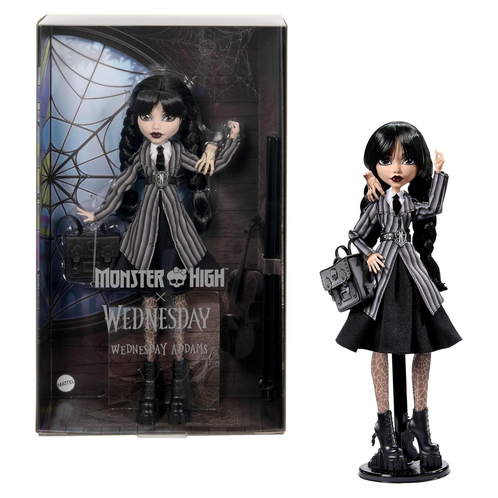 Muñeca Miércoles Addams Monster High con Cosa y Mochila