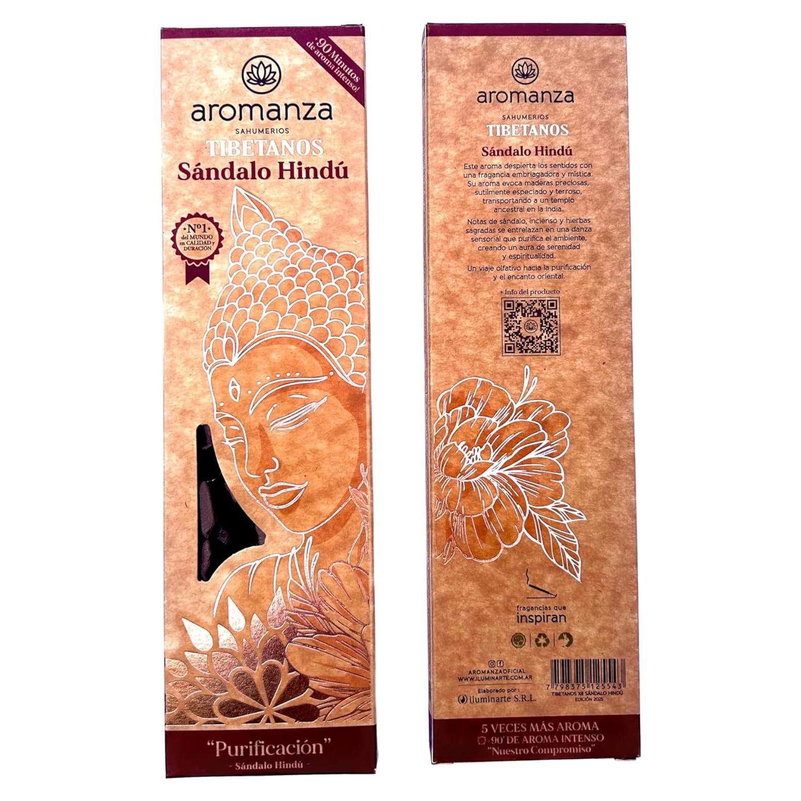 Incienso Tibetano Aromanza Sándalo 8 Varillas Orgánico