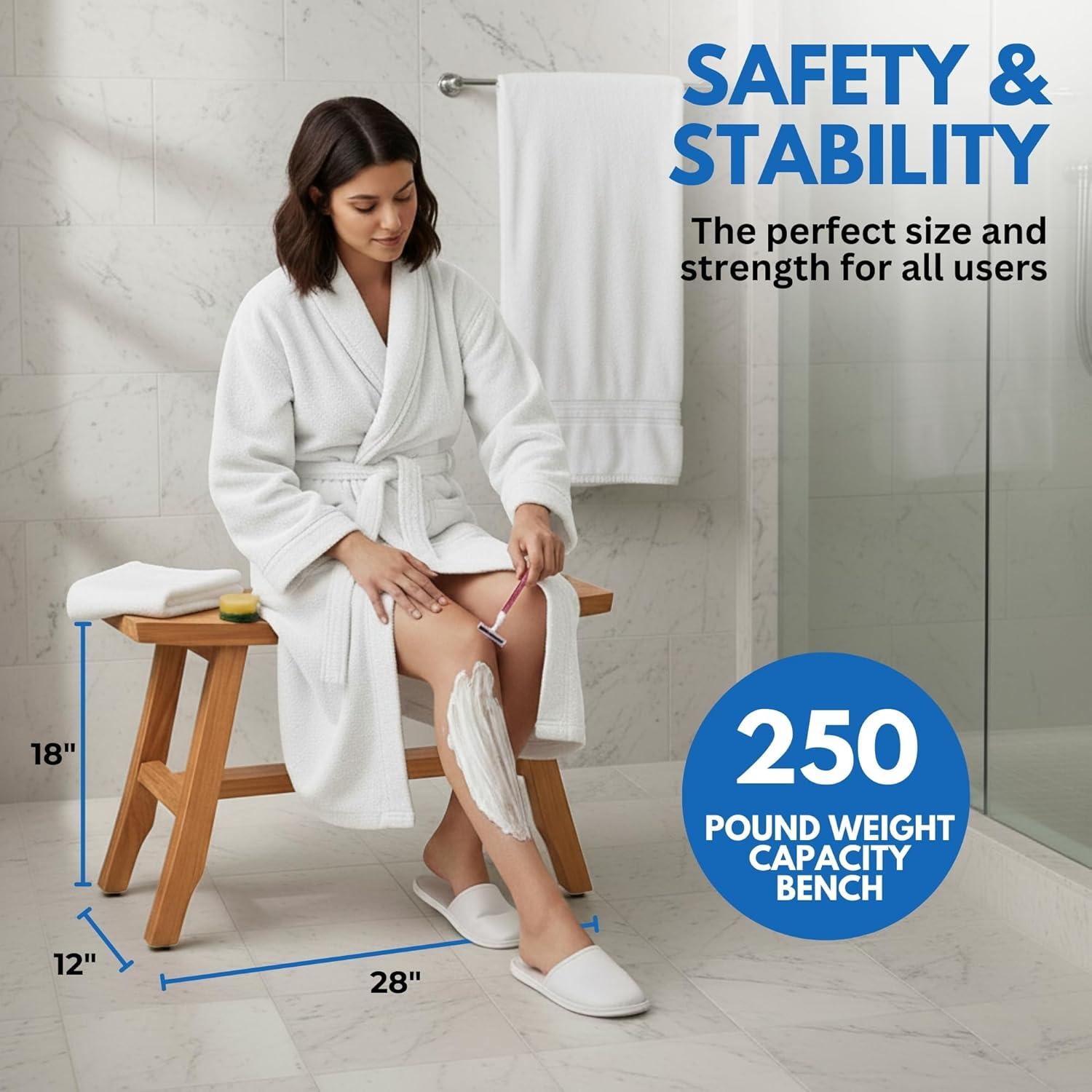 Banco de Ducha de Madera de Teak EcoDecors 71 cm Natural