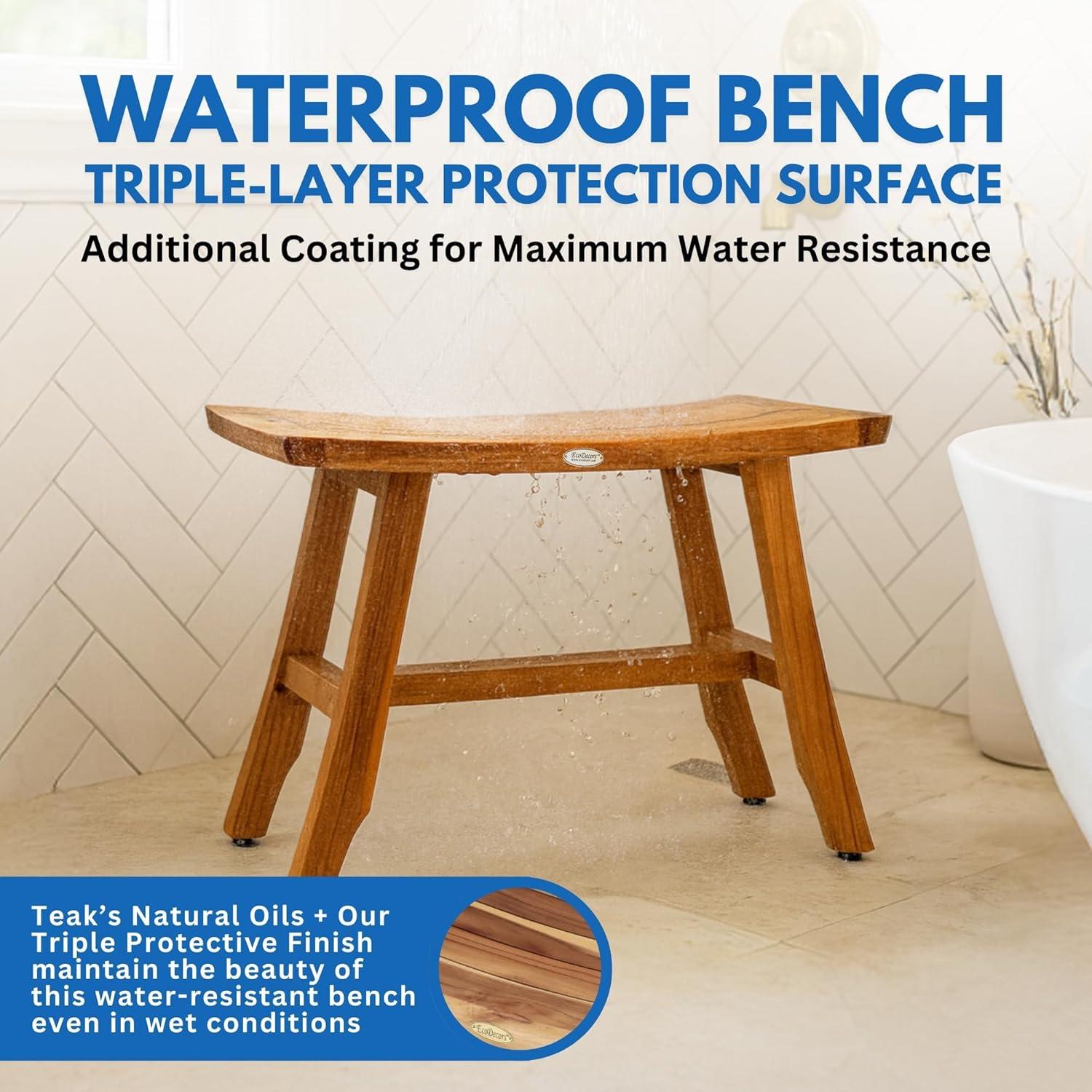 Banco de Ducha de Madera de Teak EcoDecors 71 cm Natural