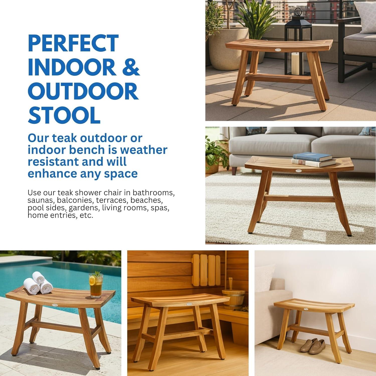 Banco de Ducha de Madera de Teak EcoDecors 71 cm Natural