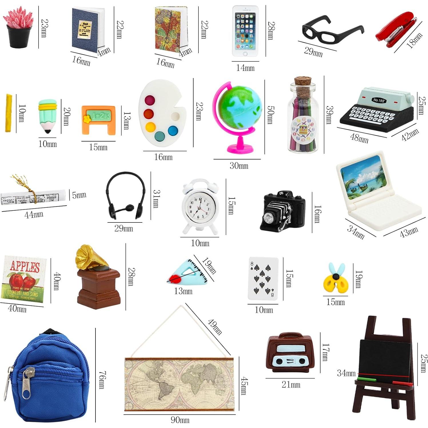 SOTOGO 46 Piezas Accesorios Escuela para Muñecas DIY