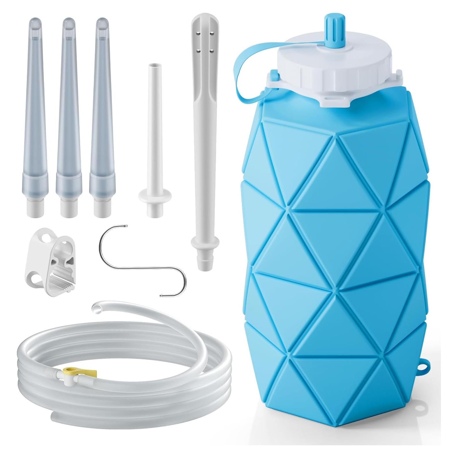 Kit de Enema de Silicona Plegable GNEGKLEAN 1.2L con 5 Puntas