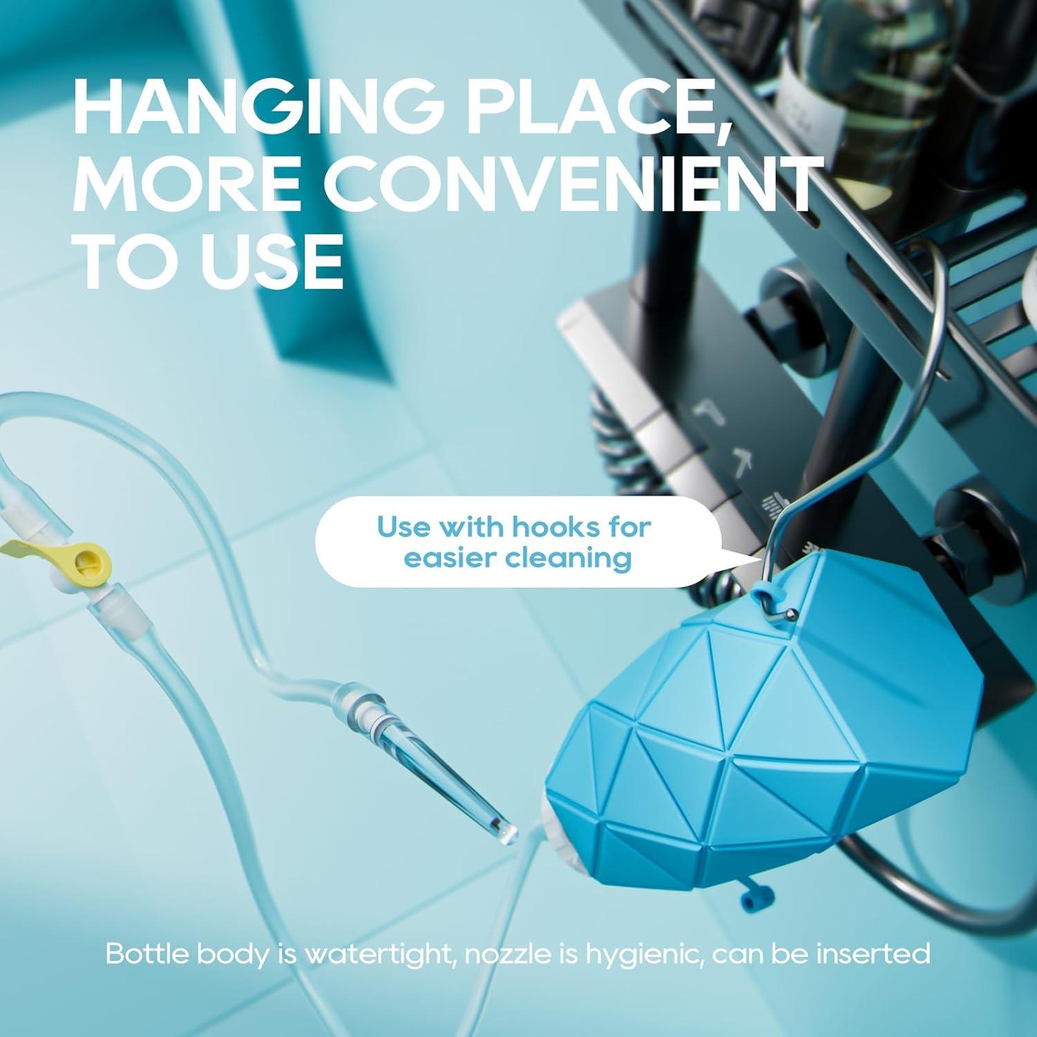 Kit de Enema de Silicona Plegable GNEGKLEAN 1.2L con 5 Puntas