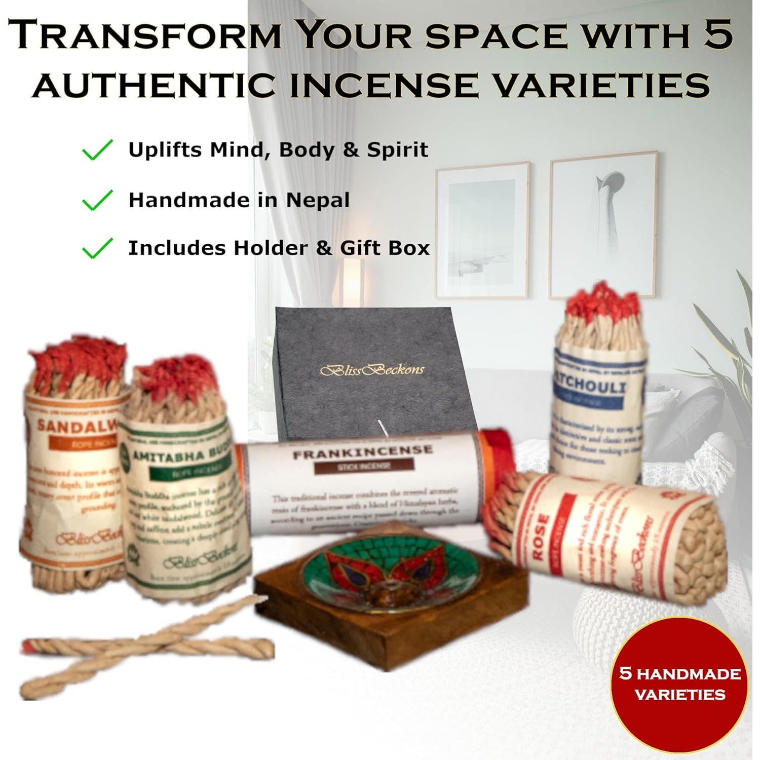 Juego de Incienso Tibetano Hecho a Mano BlissBeckons - 150 Piezas
