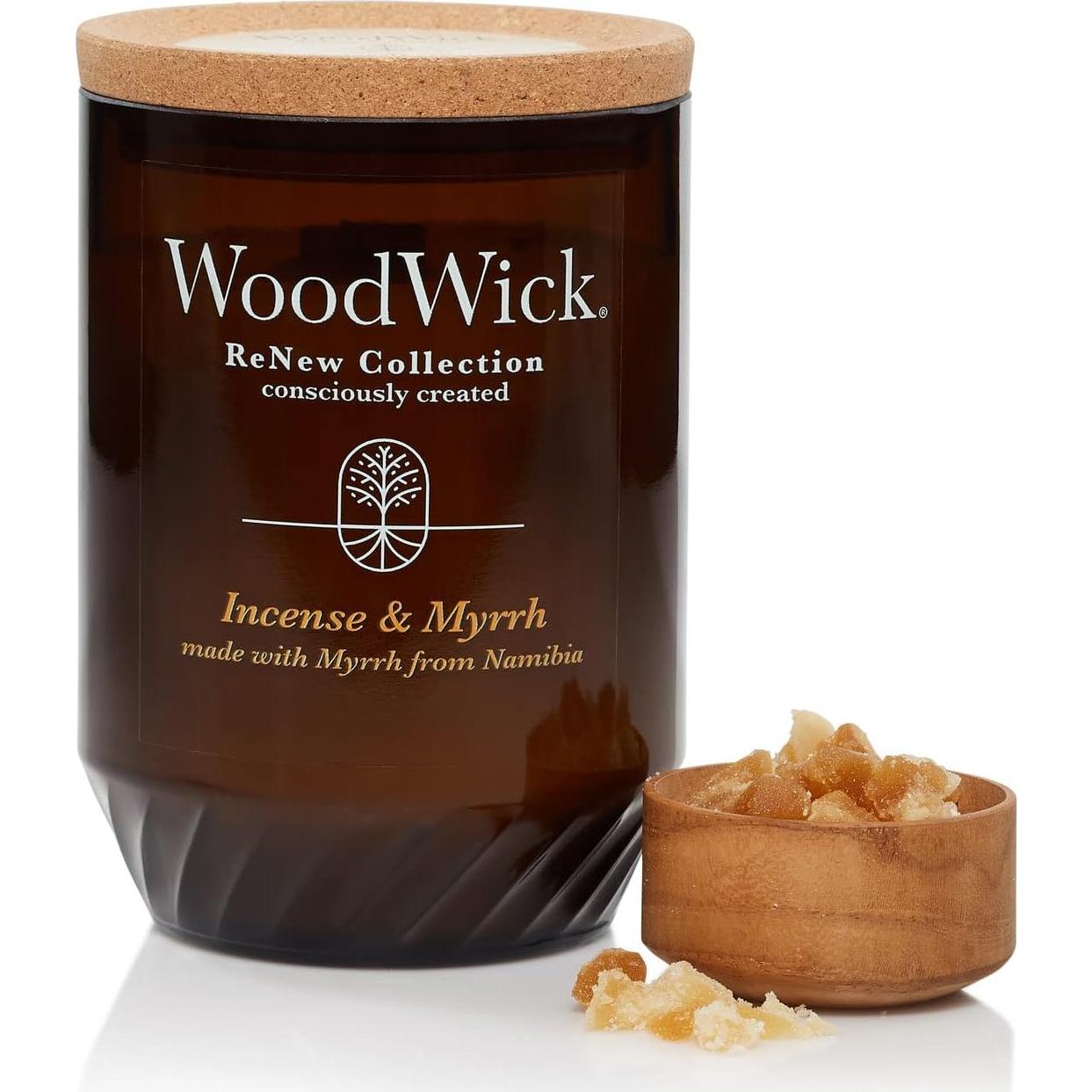 Vela Grande WoodWick Incienso y Mirra 375 g con Pabilo Crepitante