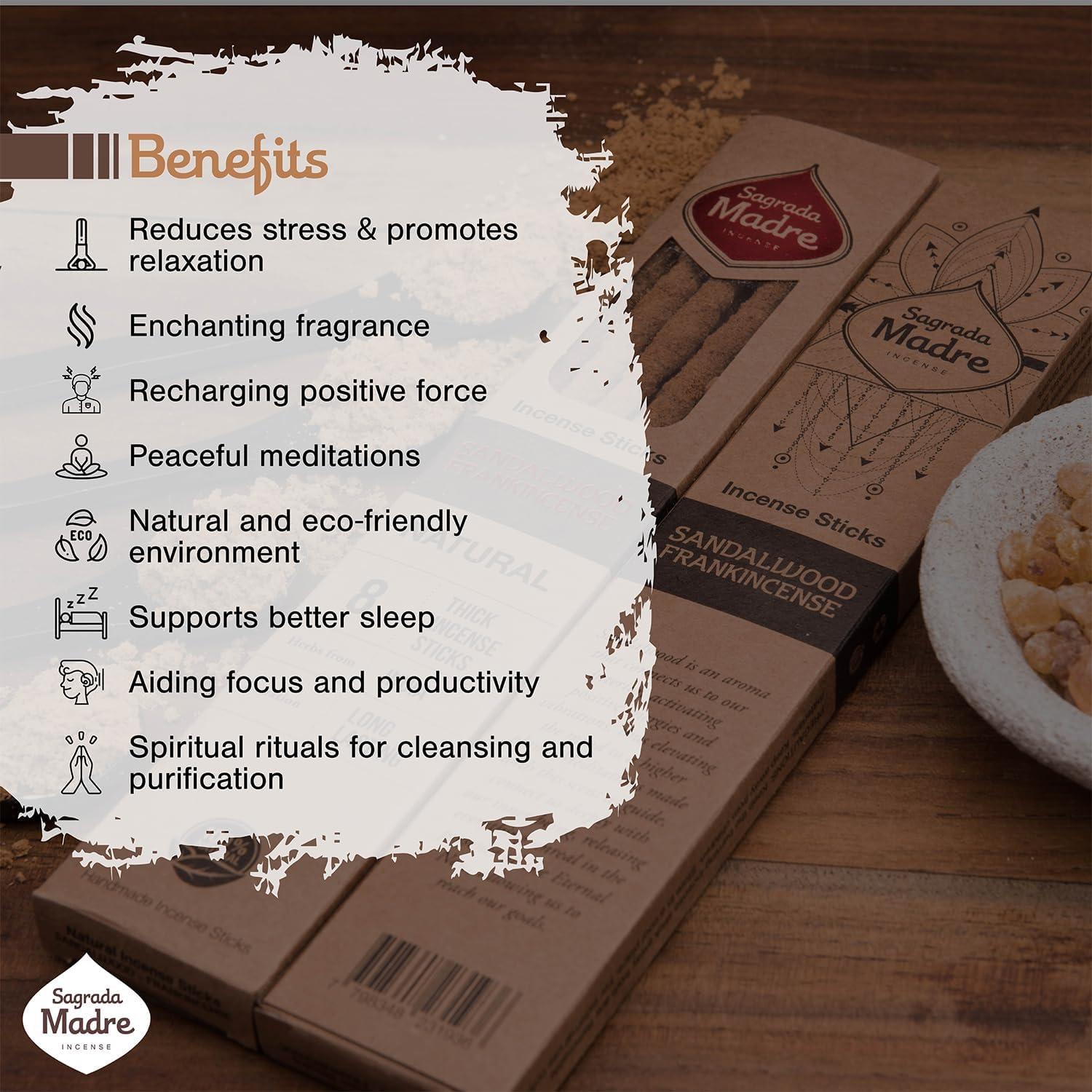 Varitas de Incienso Sagrada Madre Sándalo Natural 8 Pcs 22.86 cm