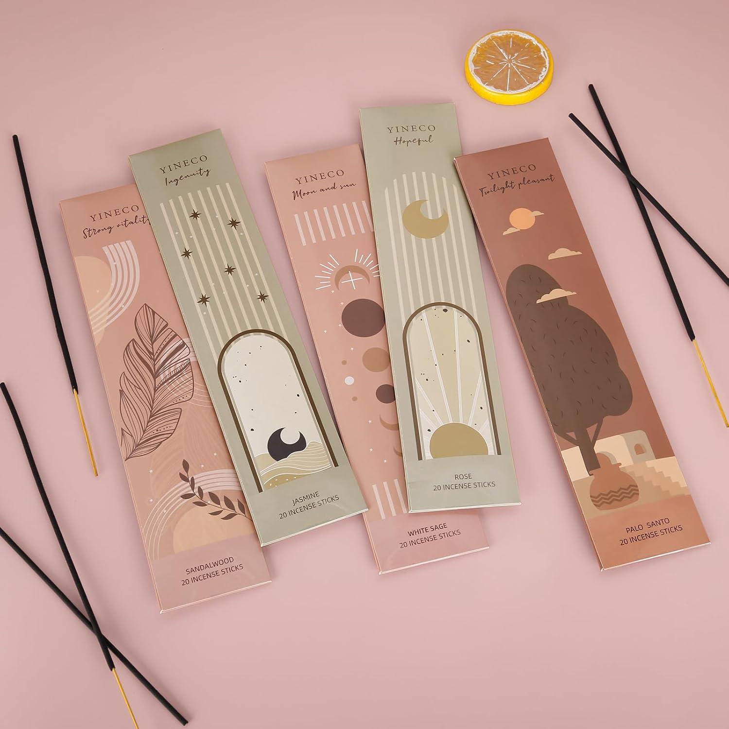 Paquete de 100 Varitas de Incienso YINECO - 6 Aromas Naturales