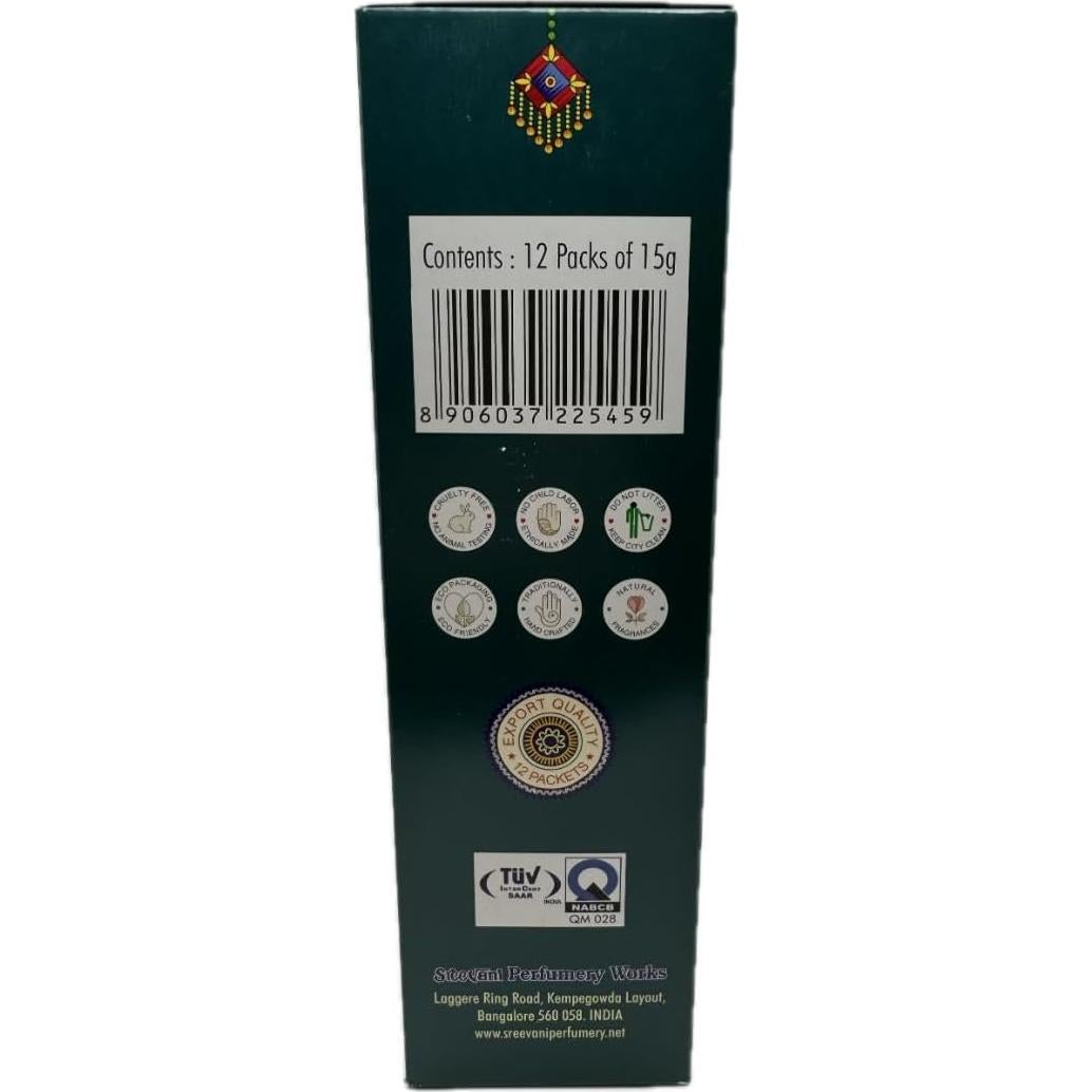 Varillas de Incienso Sree Vani Pachulí 12 Unidades 15g