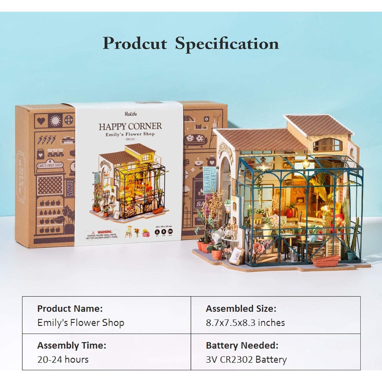 Rolife Kit Casa de Muñecas DIY Tienda de Flores 22x19x21 cm