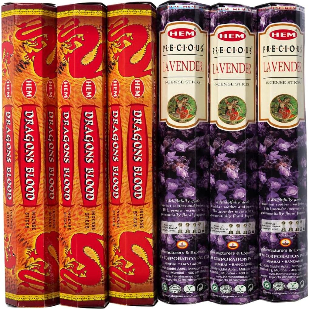 Incienso Hem Lavanda y Sangre de Dragón Rojo 120 Varillas