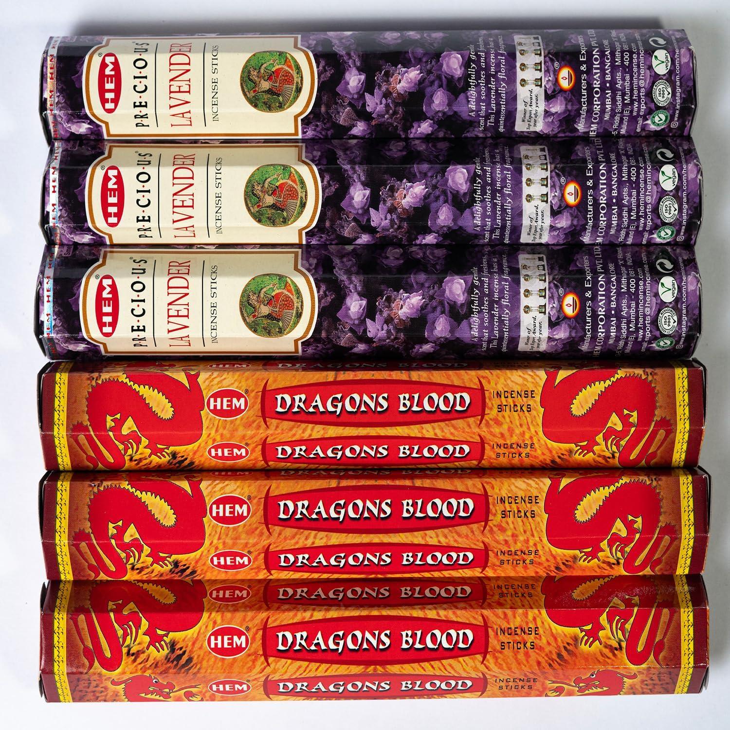 Incienso Hem Lavanda y Sangre de Dragón Rojo 120 Varillas