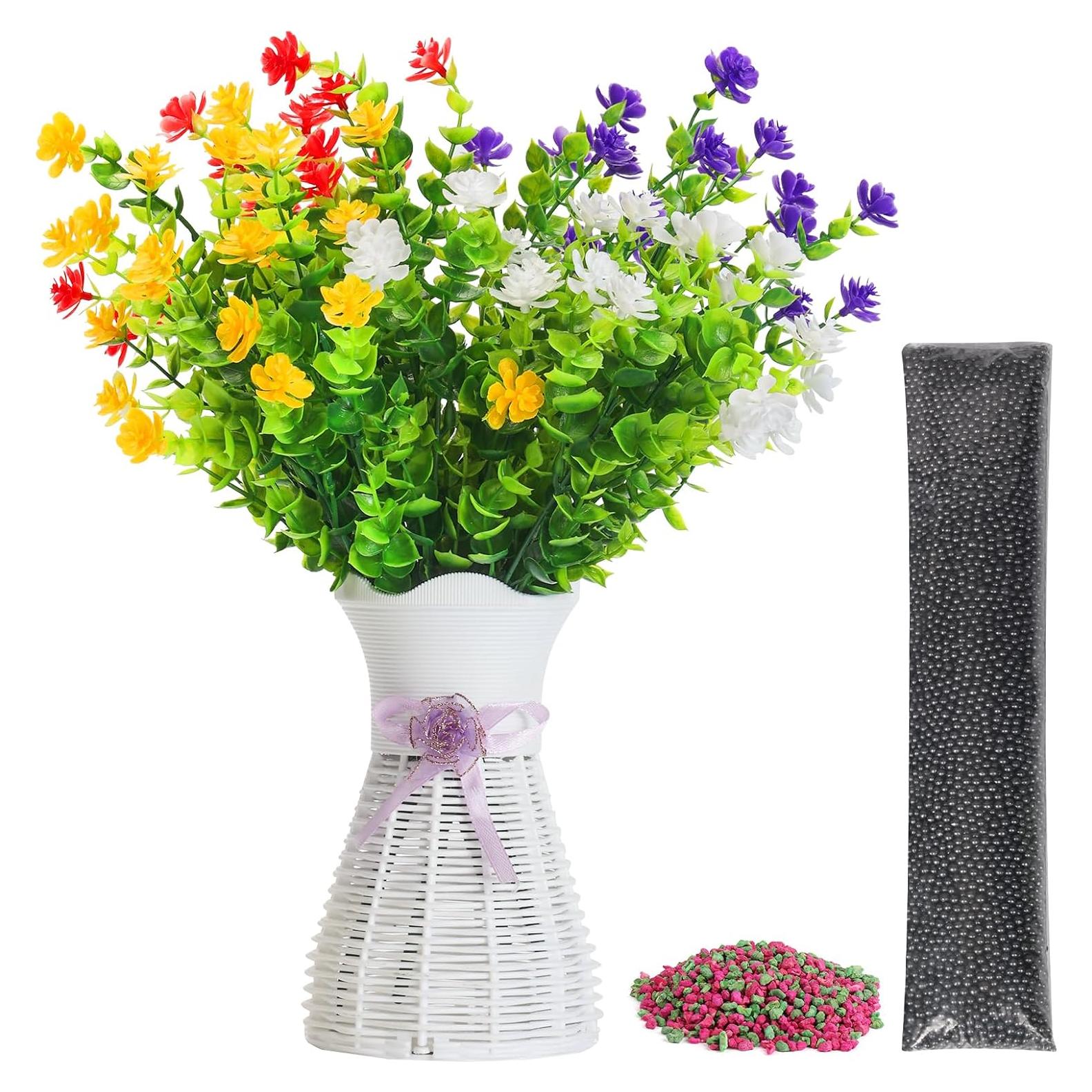 Juego de Jarrones Artificiales Greenma con Flores y Aromatizantes