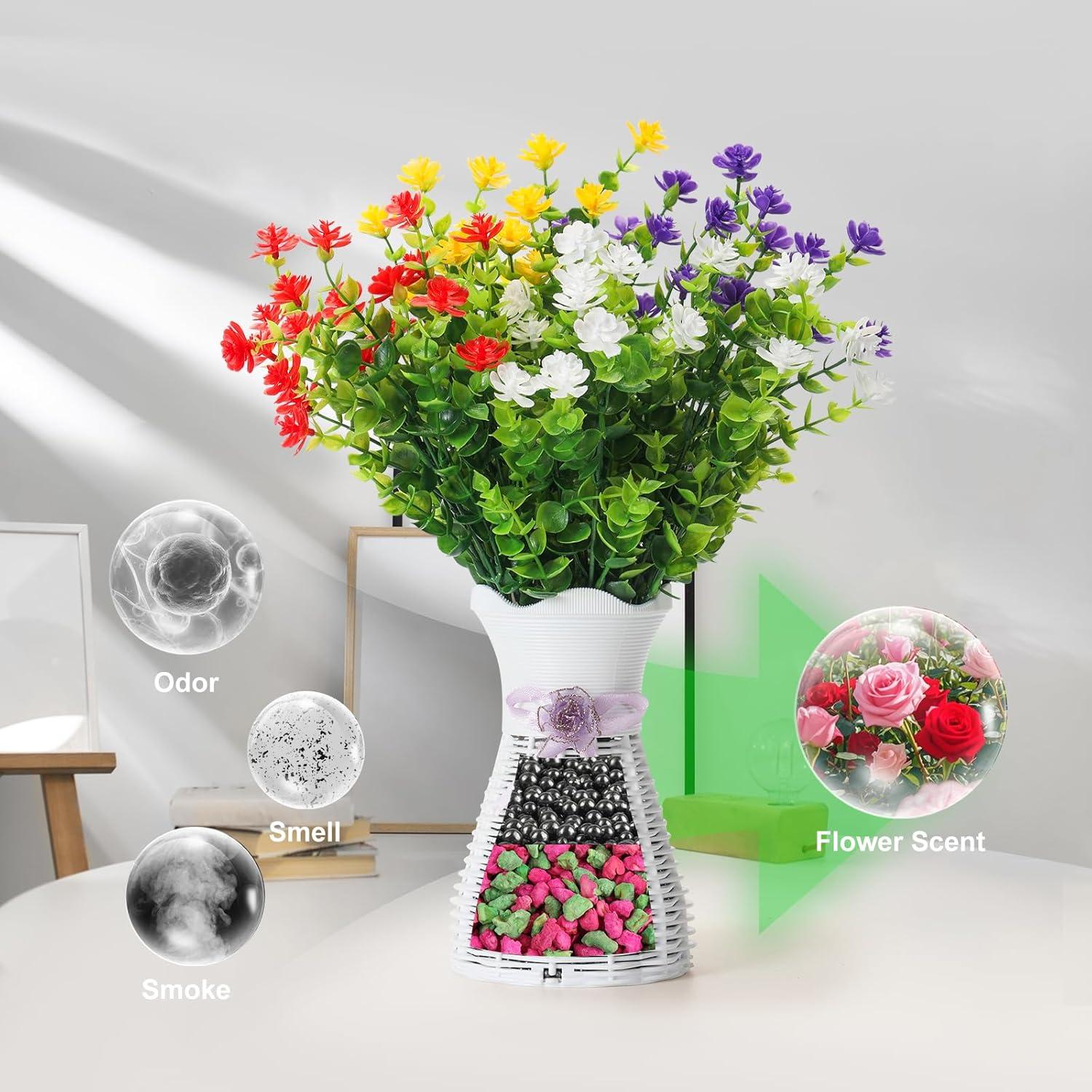 Juego de Jarrones Artificiales Greenma con Flores y Aromatizantes