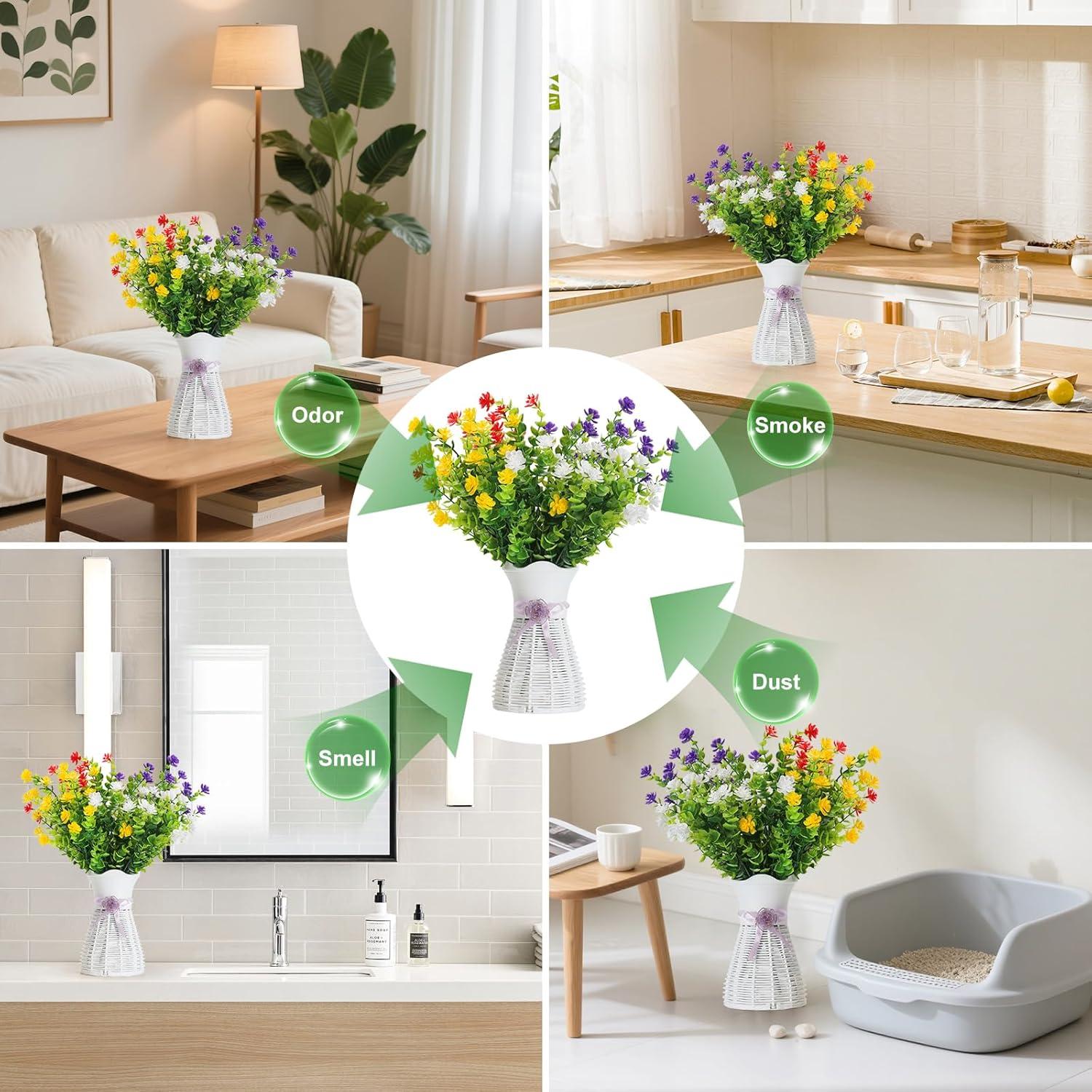 Juego de Jarrones Artificiales Greenma con Flores y Aromatizantes